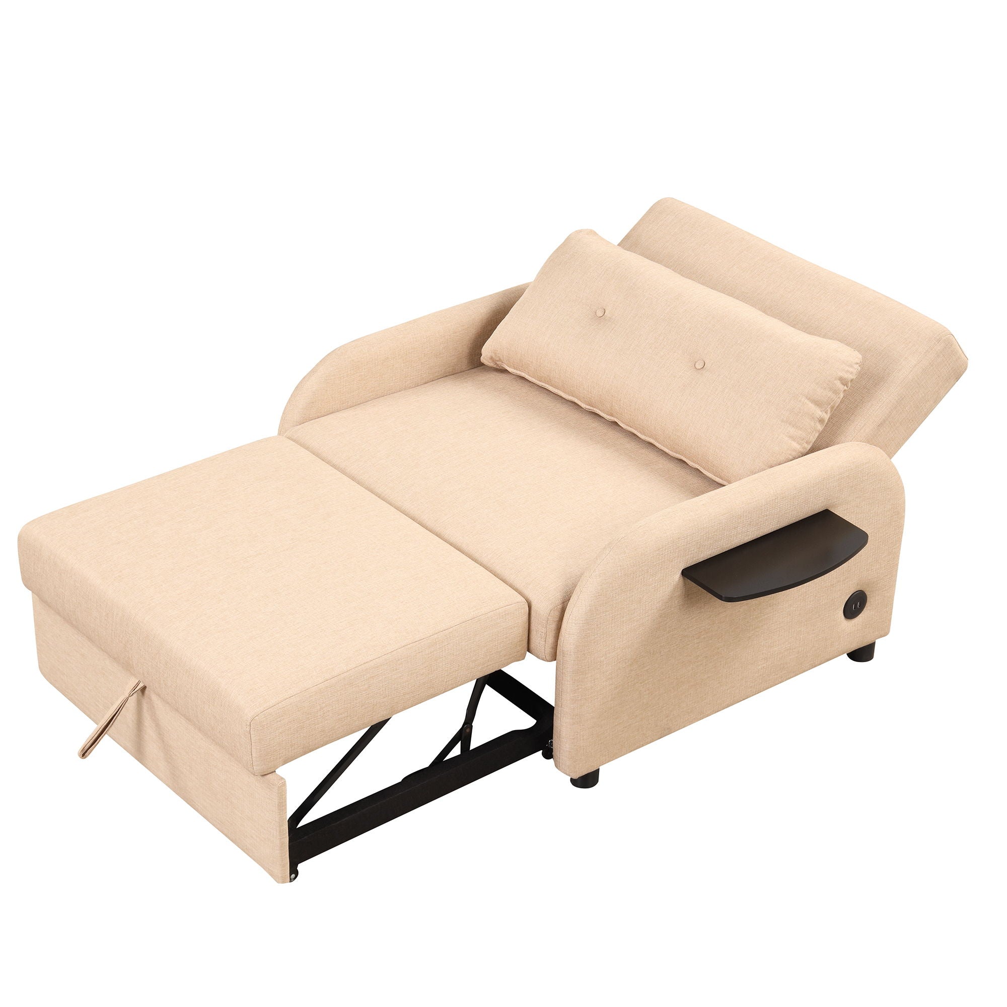 Versatile Pull Out Sofa Sleeper 3 In 1 With Wing Table & USB Charge, Compact Design