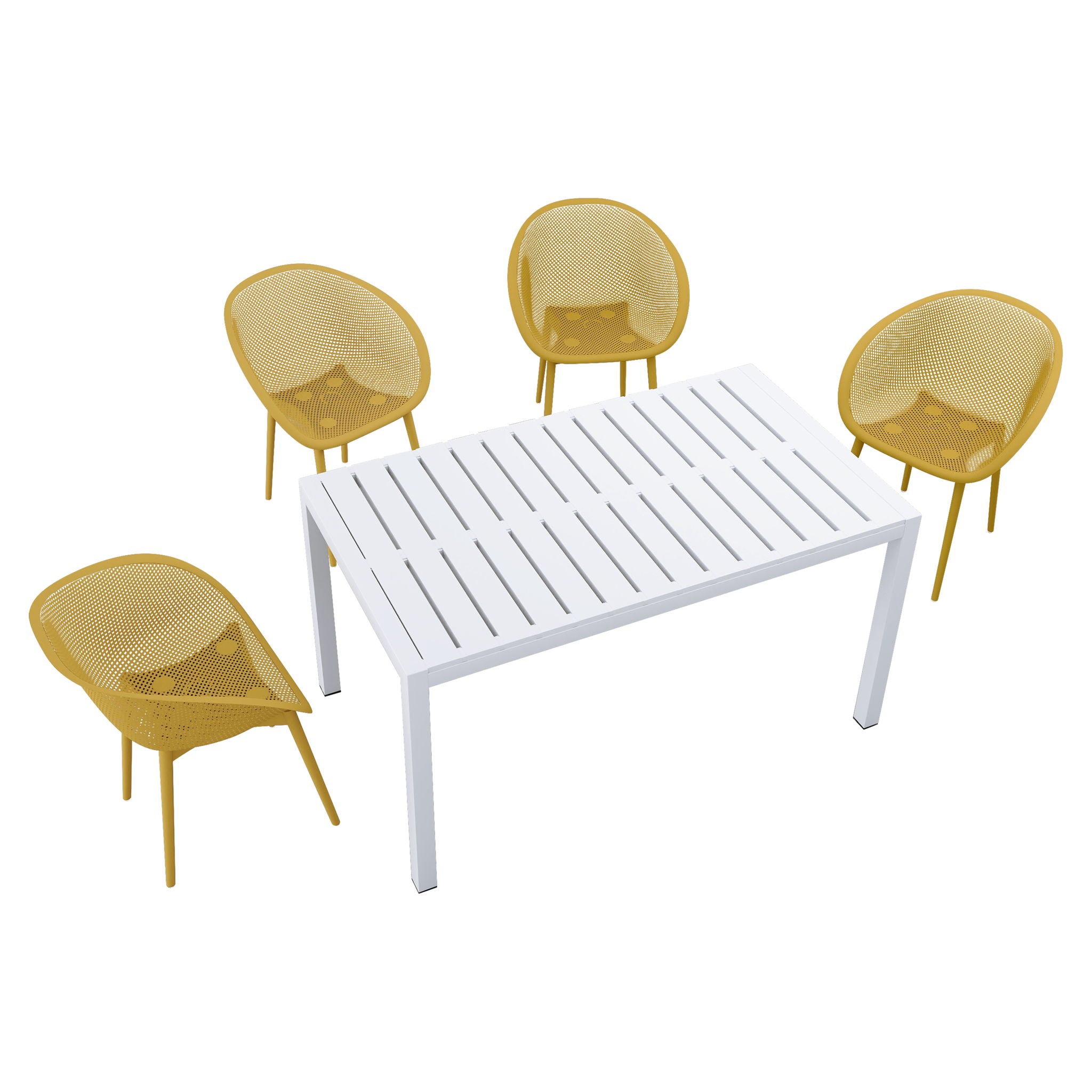 4 Pack Lounge Chair Set With Long Table