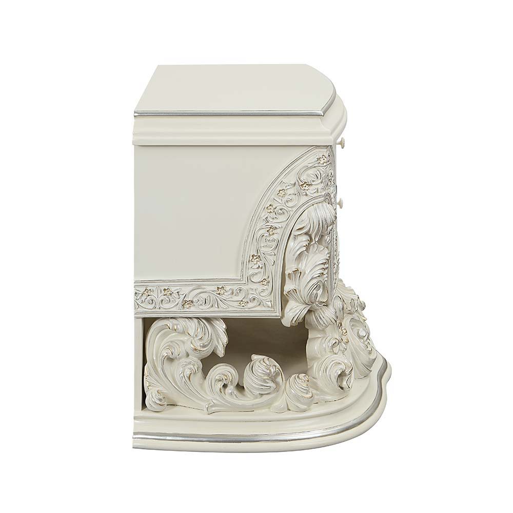 ACME Adara - Nightstand - Antique White Finish | Meri Furniture