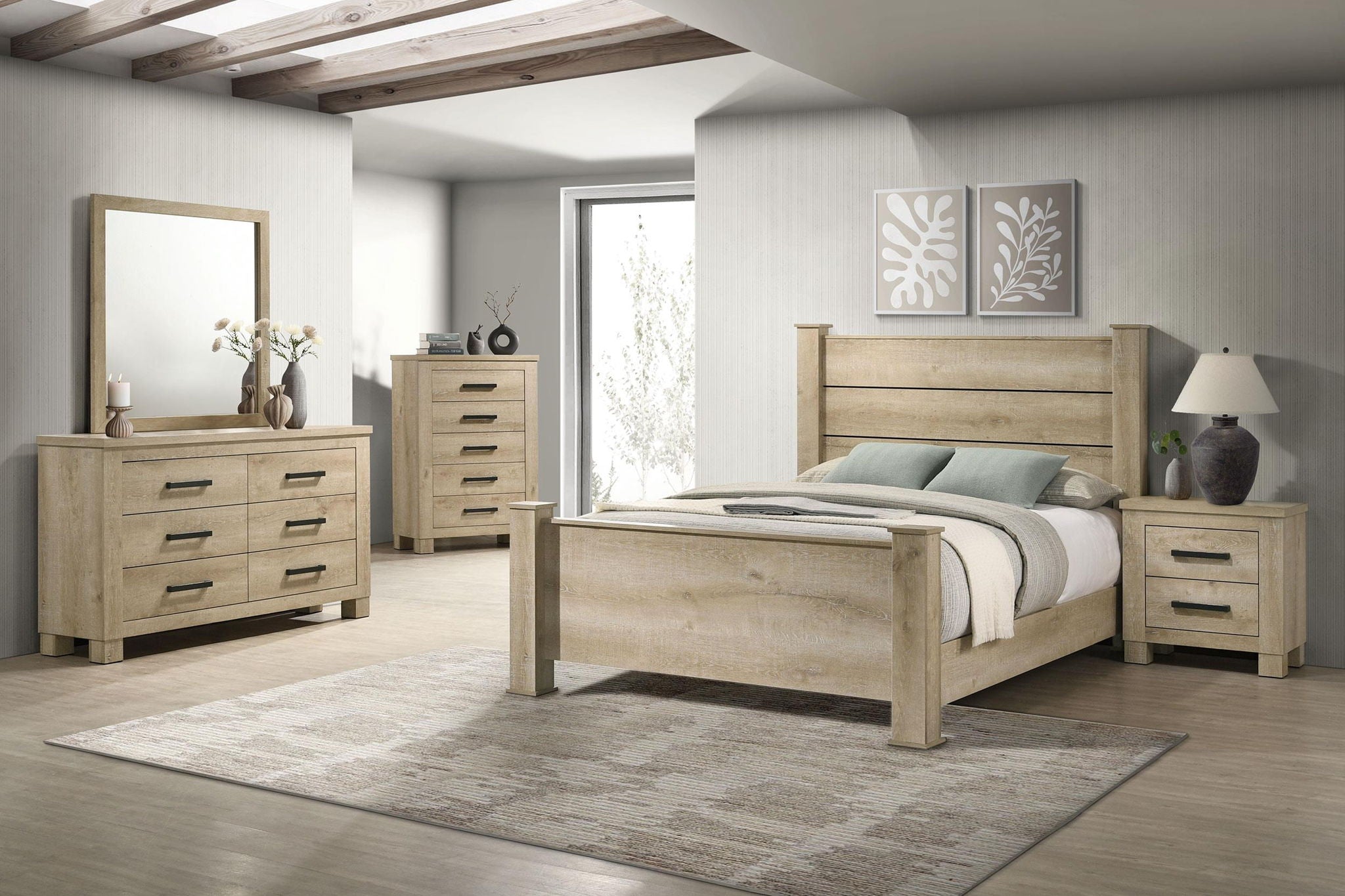 Oakglen 2-drawer Nightstand Bedside Table Weathered Oak