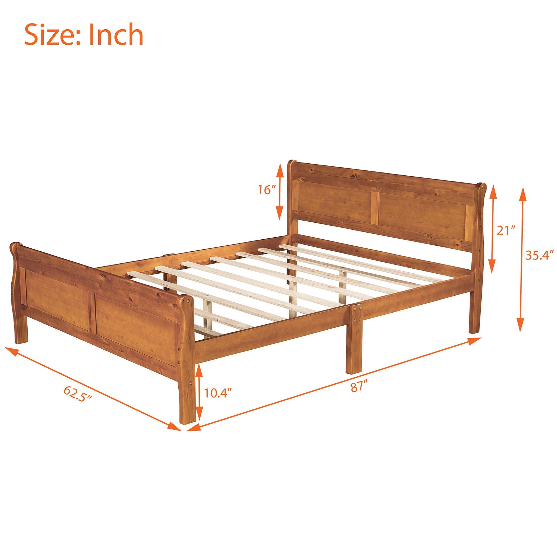 Platform Bed Frame Mattress Foundation Sleigh Bed With Headboard / Footboard / Wood Slat Suppor