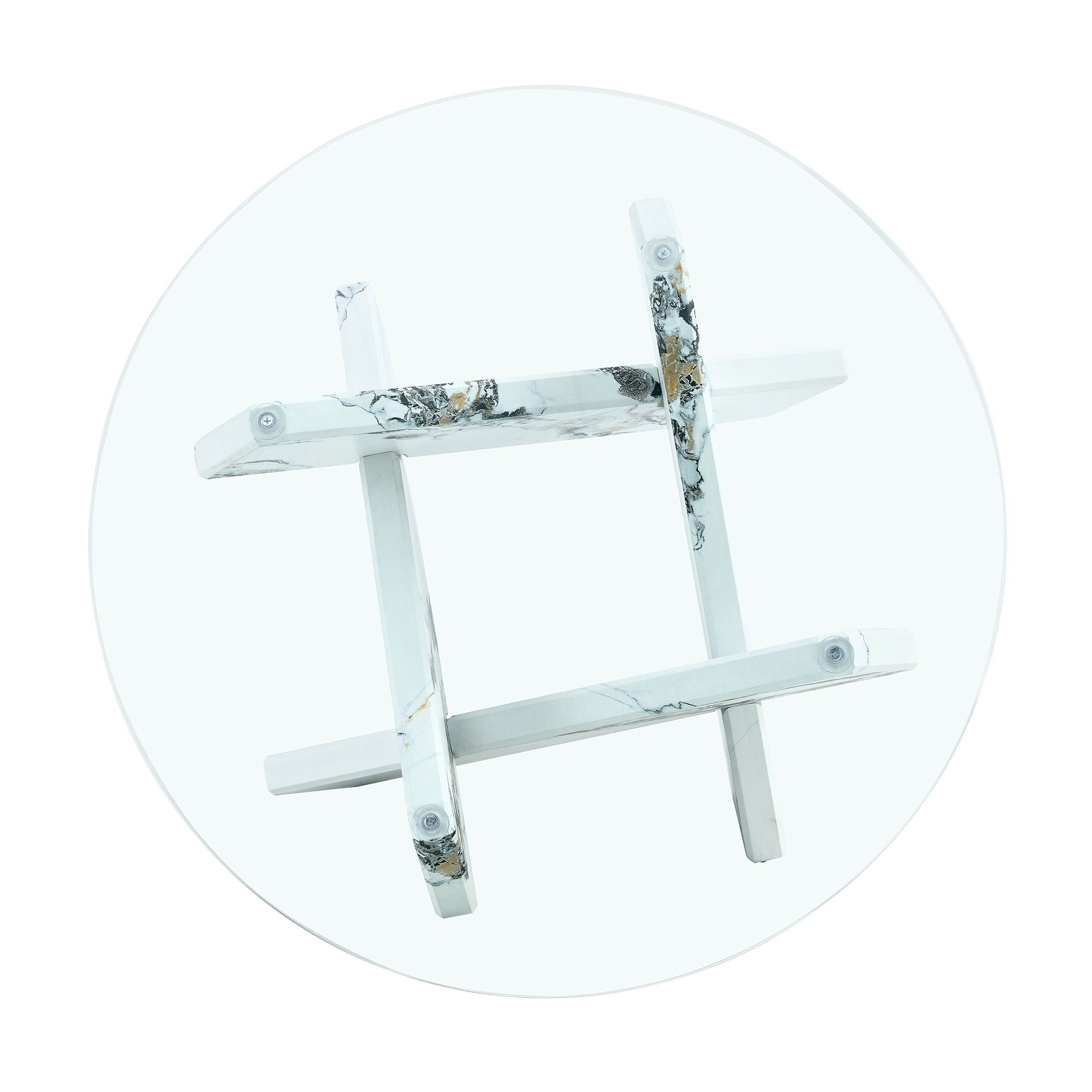 Modern Round Glass Coffee Table With Tempered Glass