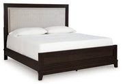 Signature Design by Ashley® Neymorton - Light Gray / Brown - King/California King Upholstered Panel Headboard | Meri Furniture