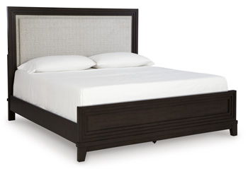Signature Design by Ashley® Neymorton - Light Gray / Brown - King/California King Upholstered Panel Headboard | Meri Furniture