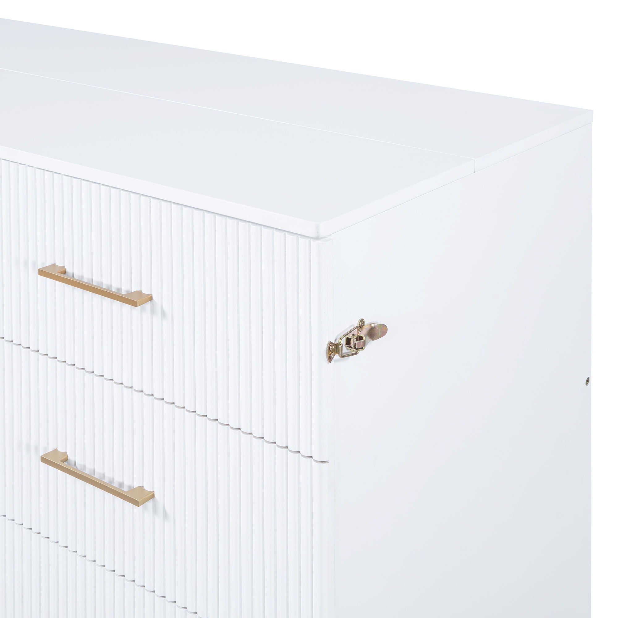 Murphy Bed With Frosted Glass Doors Design, Fake Drawers, Metal Legs