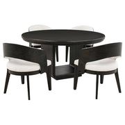 Leandro - 5 Piece Round Dining Table Set - Burnished Black