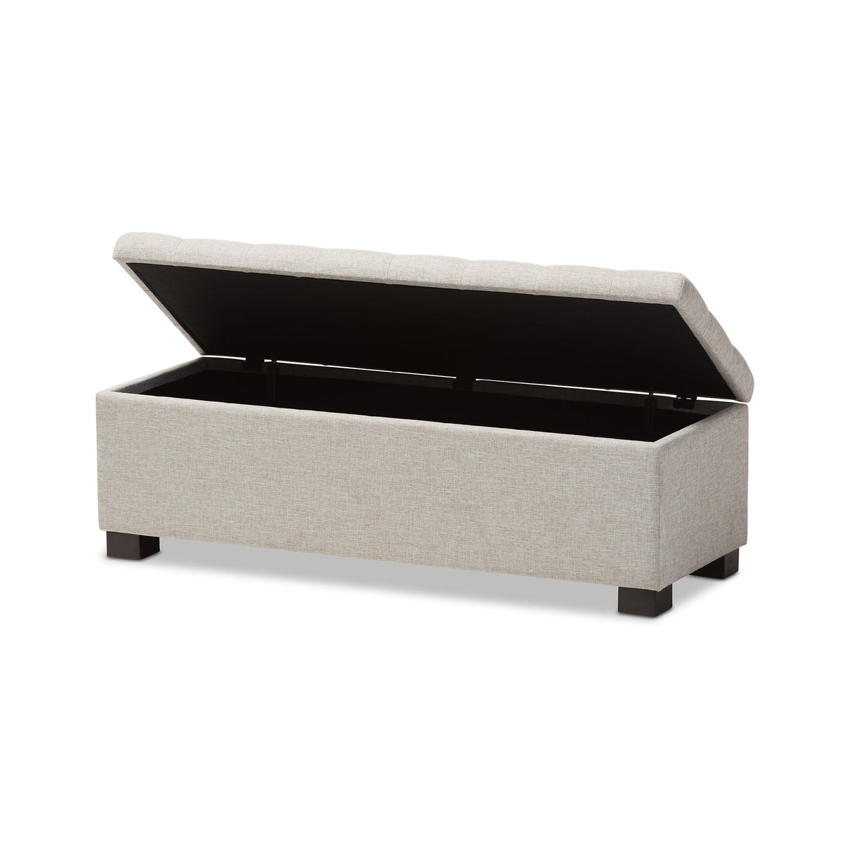 RoaNoke Modern and Contemporary Beige Fabric Upholstered Grid-Tufting Storage Ottoman Bench