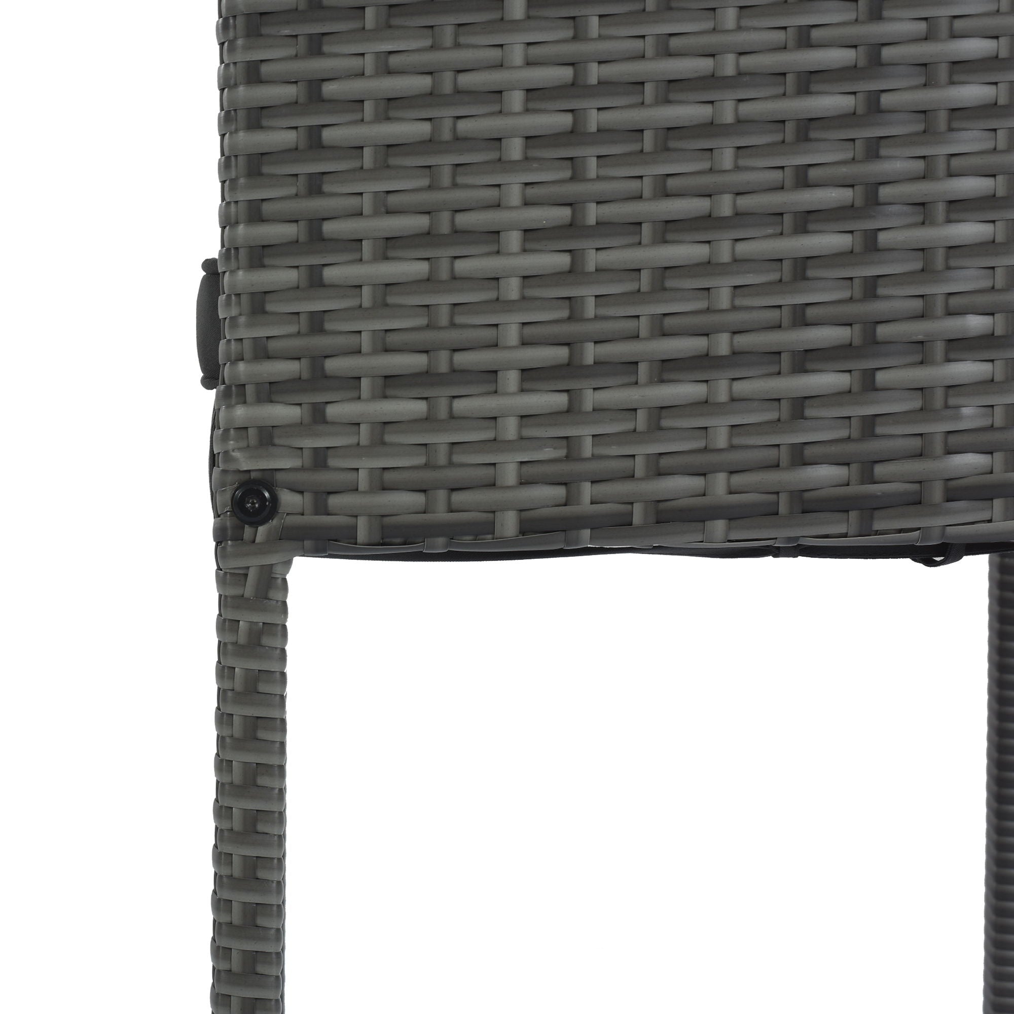 5 Pieces Outdoor Patio Wicker Bar Set, Bar Height Chairs With Non-Slip Feet And Fixed Rope, Removable Cushion, Acacia Wood Table Top - Brown / Gray