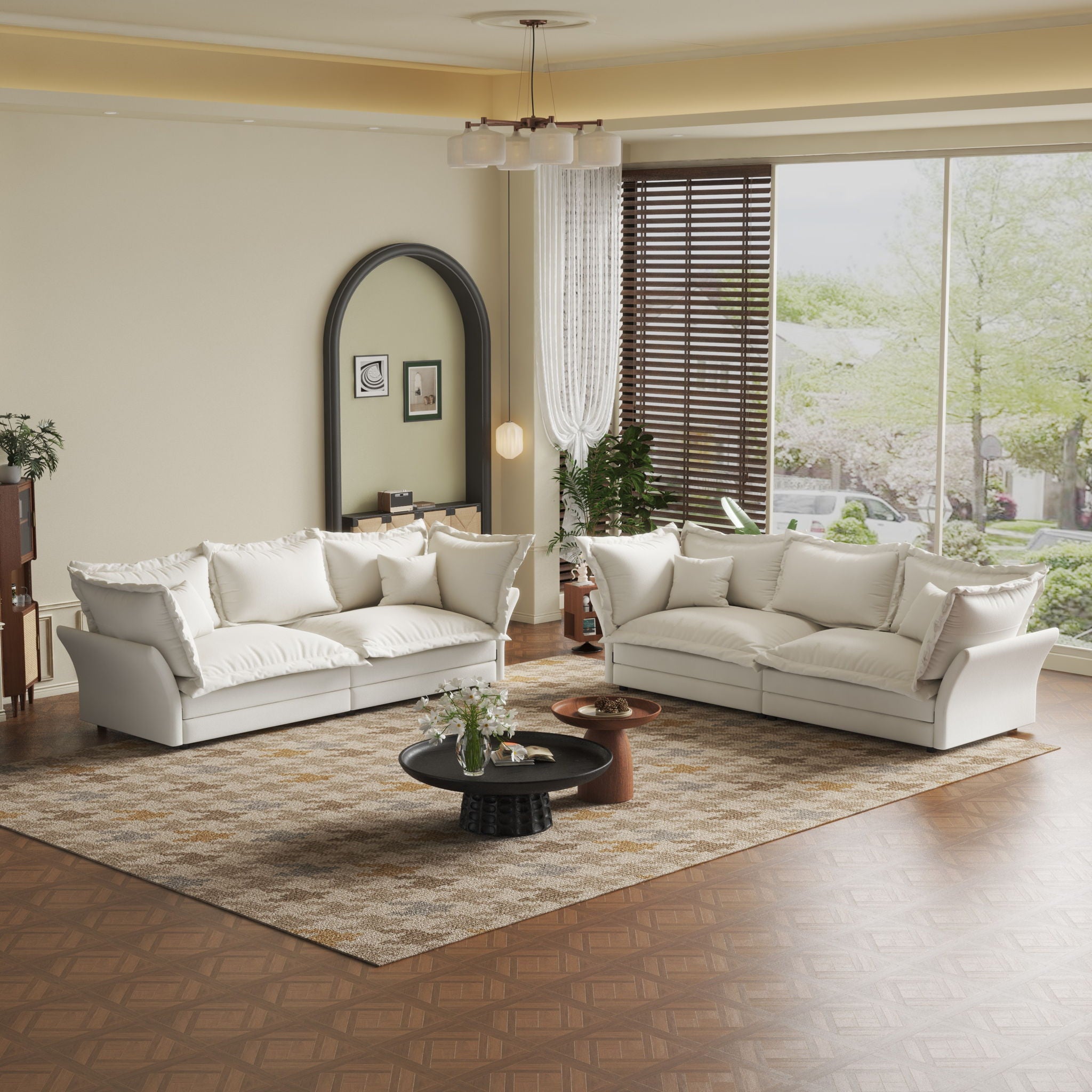 Modern Comfy Upholstered Sofa Cloud Couch, Deep Seat Couches With Multiple Large Soft Pillows