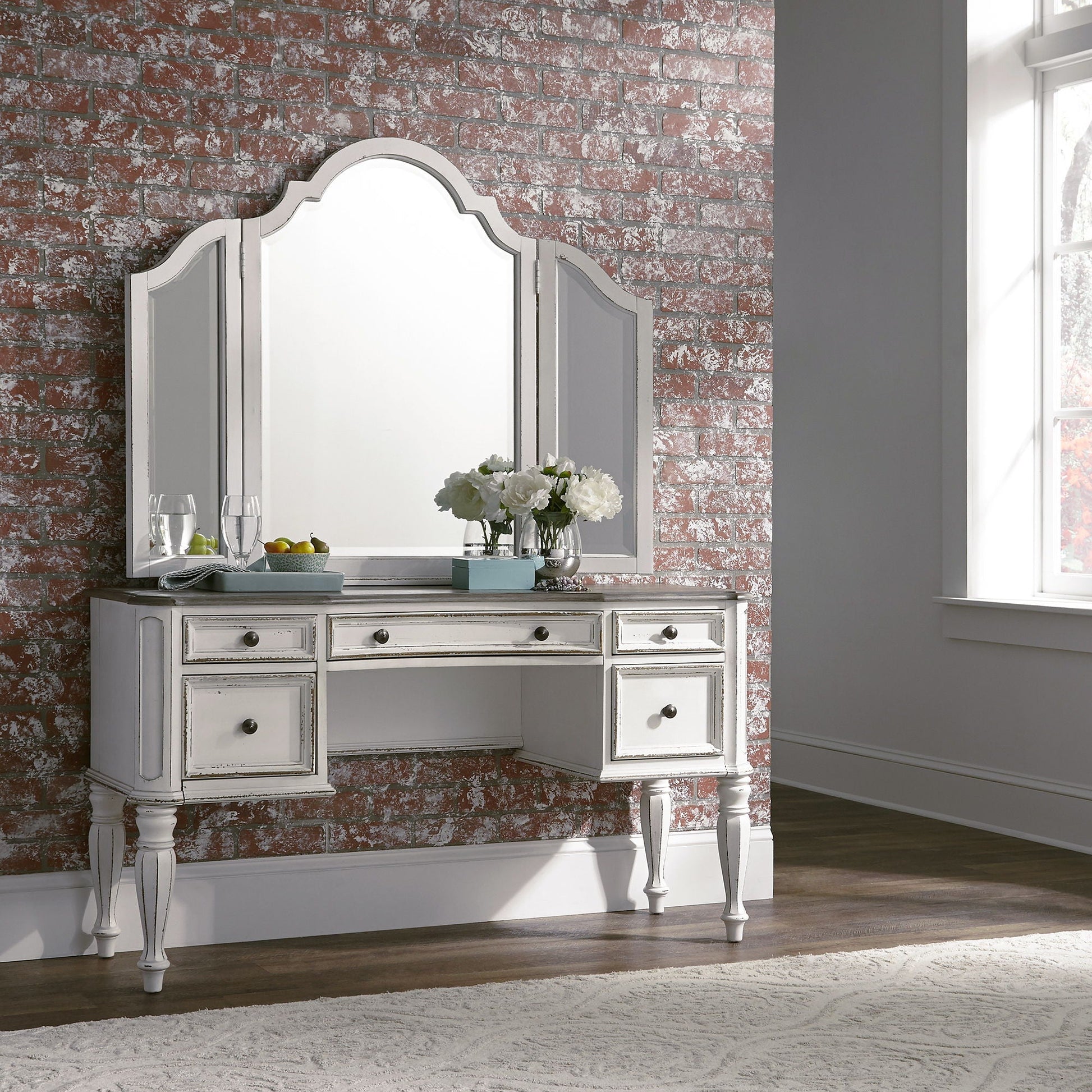 Liberty Furniture Magnolia Manor - 3 Piece Vanity Set - White | Meri Furniture