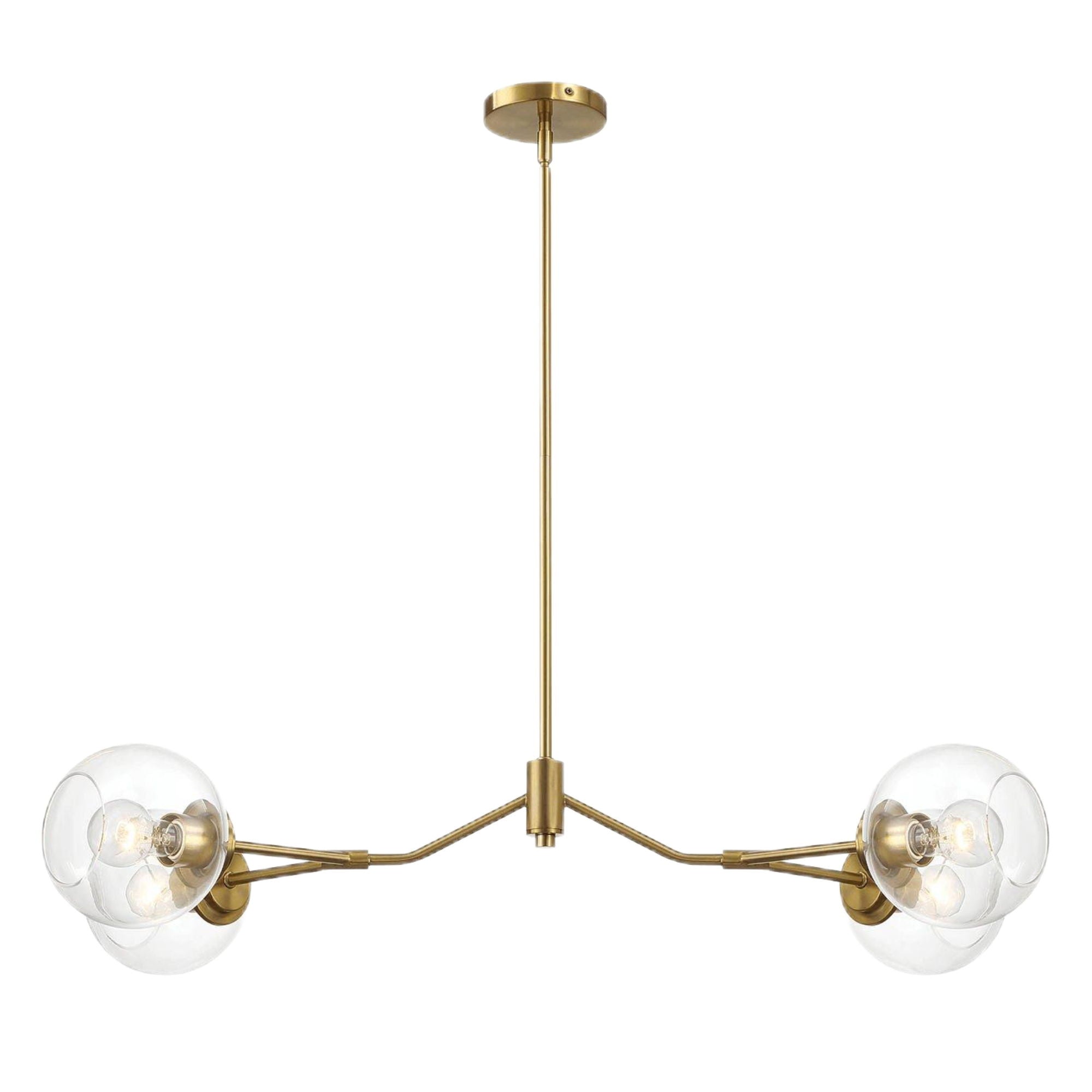 Jewel - 4 Lights Modern Farmhouse Chandelier Ceiling Hanging Light Fixture - Clear / Gold