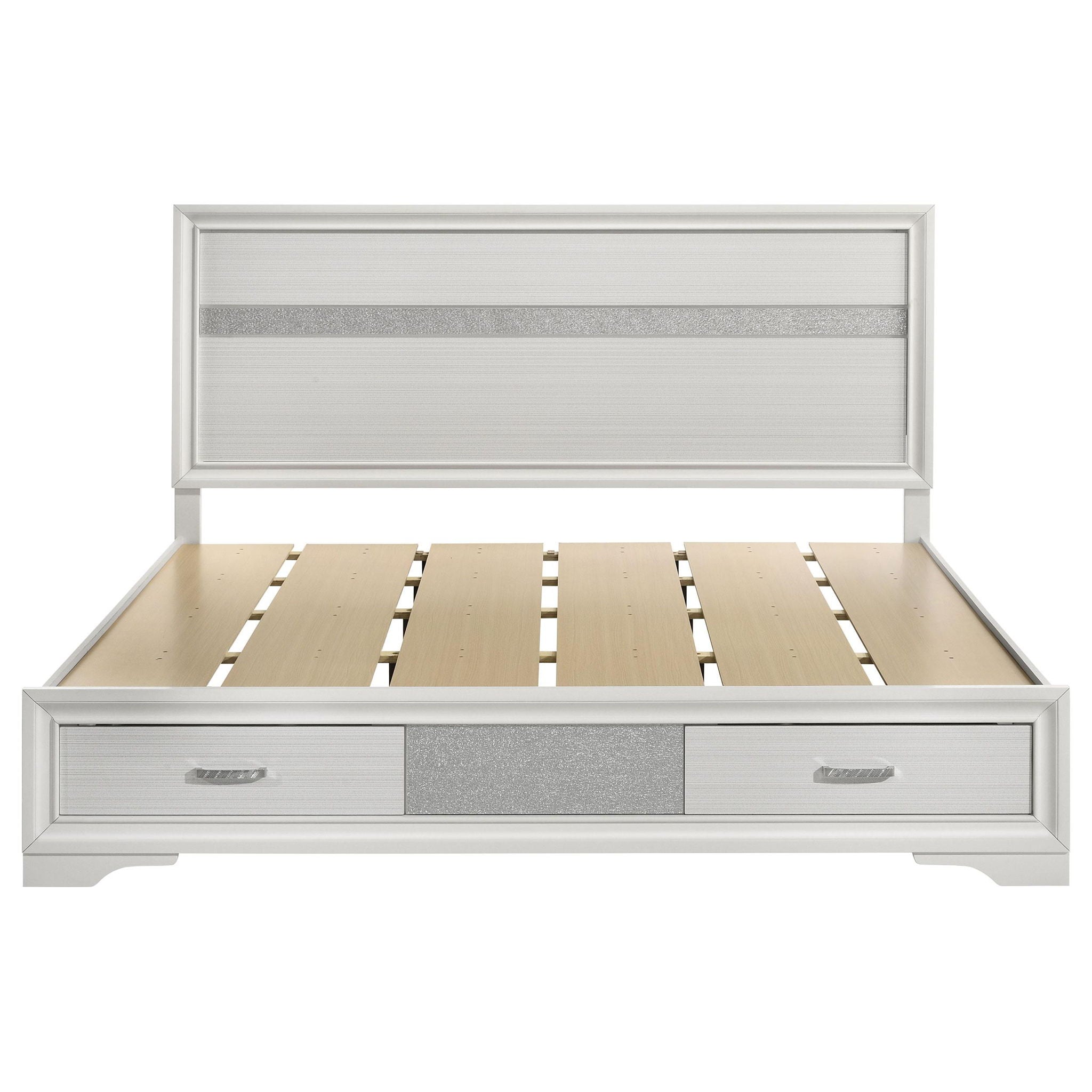 Miranda 51-inch Wood Eastern King Storage Panel Bed White