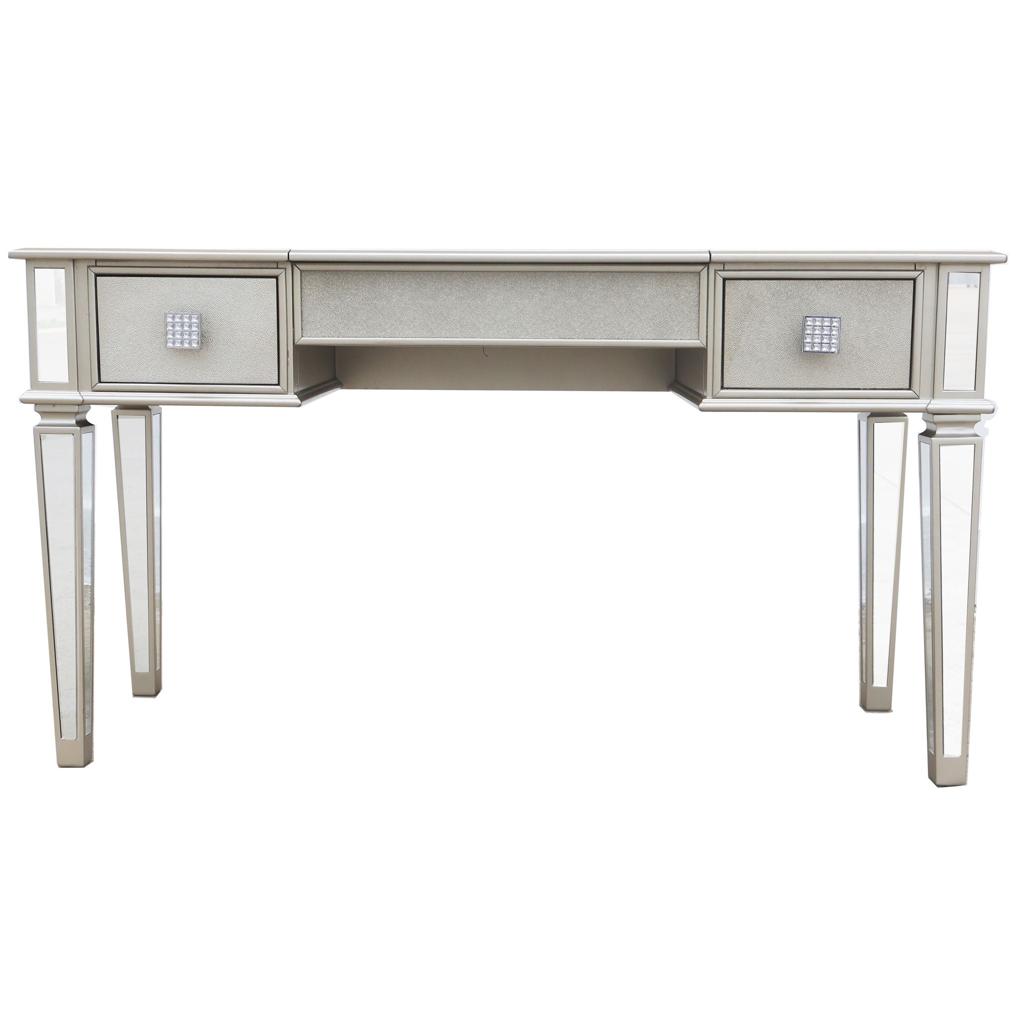 Mirrored Vanity Desk With Drawers And Stool, Flip Up Dressing Table Set For Makeup Room