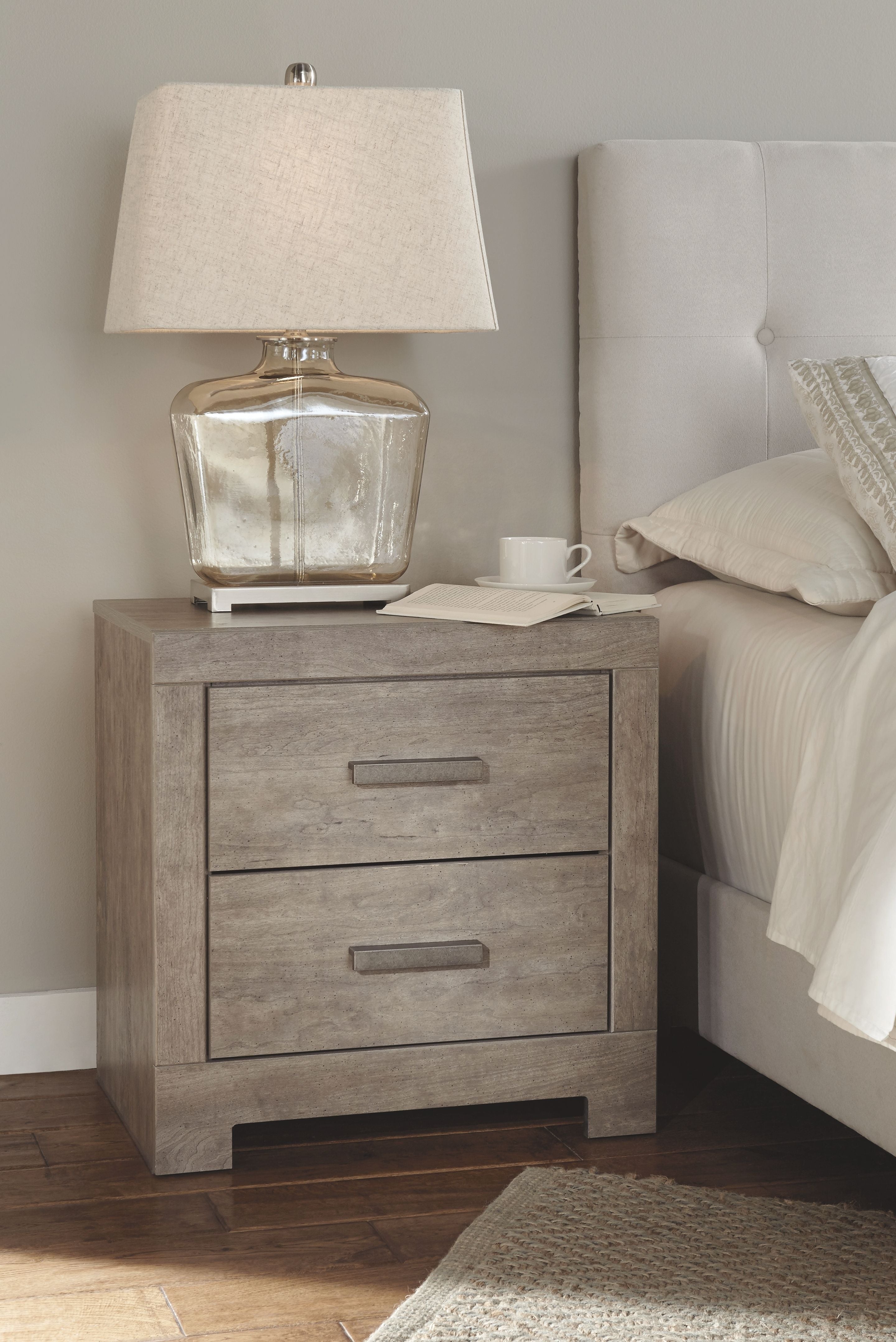 Signature Design by Ashley® Culverbach - Gray - 5 Pc. - Dresser, Mirror, Queen Upholstered Bed, 2 Nightstands | Meri Furniture