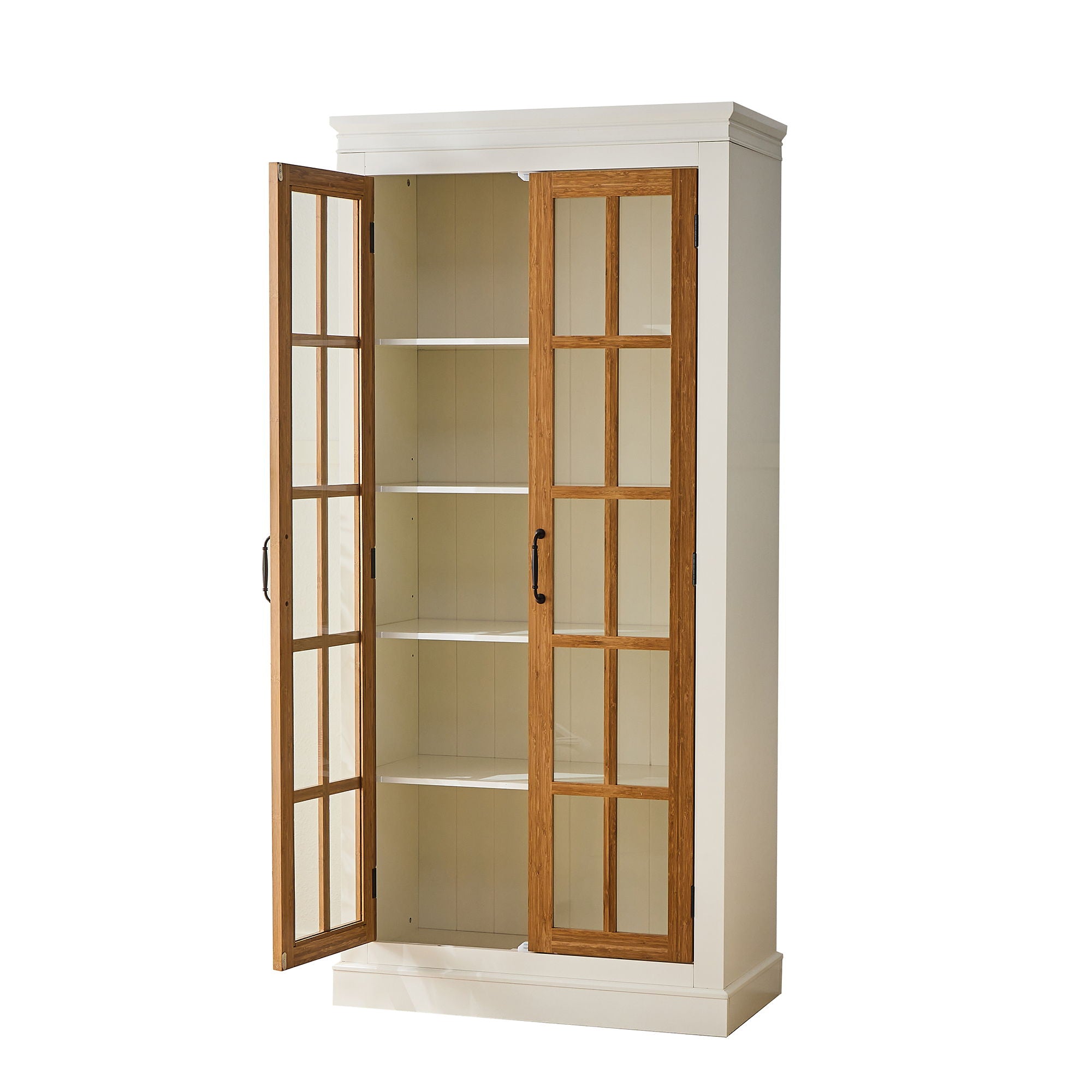 Rustic Style Display Cabinet With Glass Doors For Collectibles