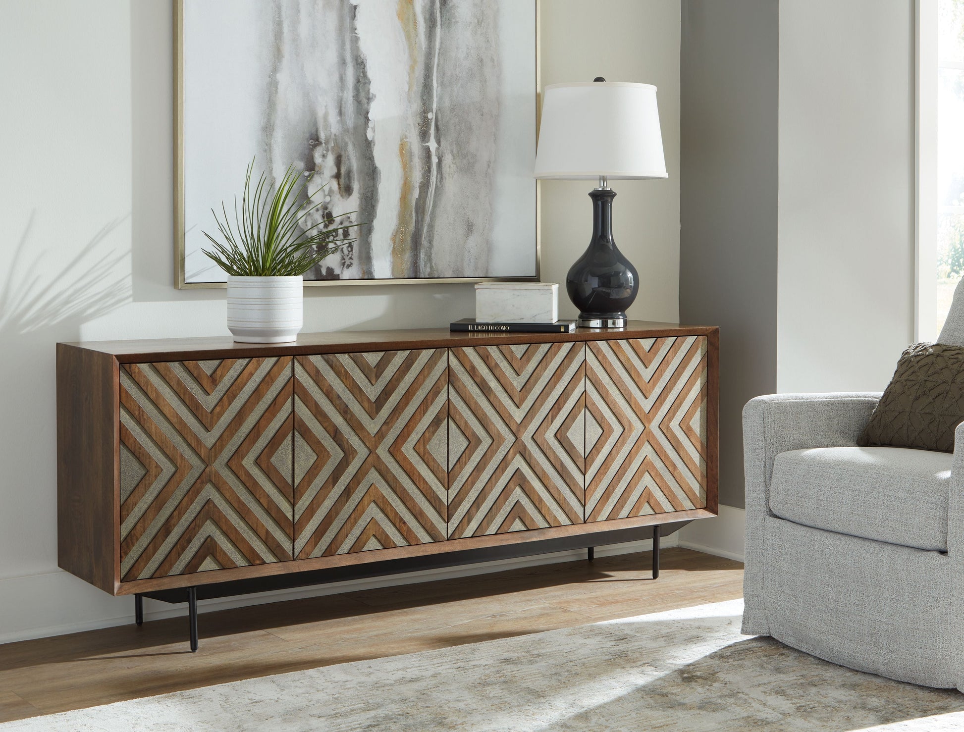 Signature Design by Ashley® Dreggan - Brown / Gold Finish - Accent Cabinet | Meri Furniture