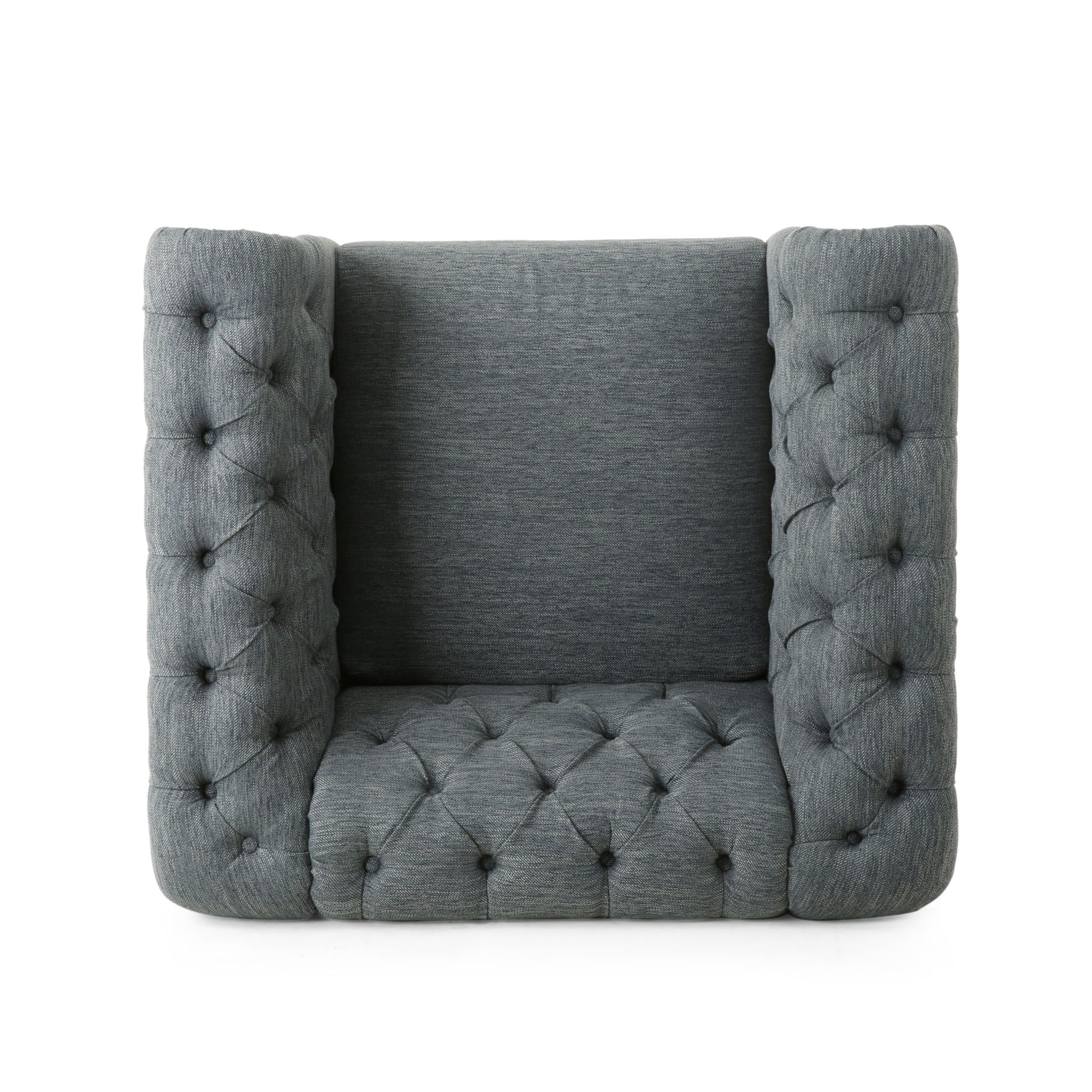 Fabric Upholstered Club Chair With Scrolled Tuxedo Arms