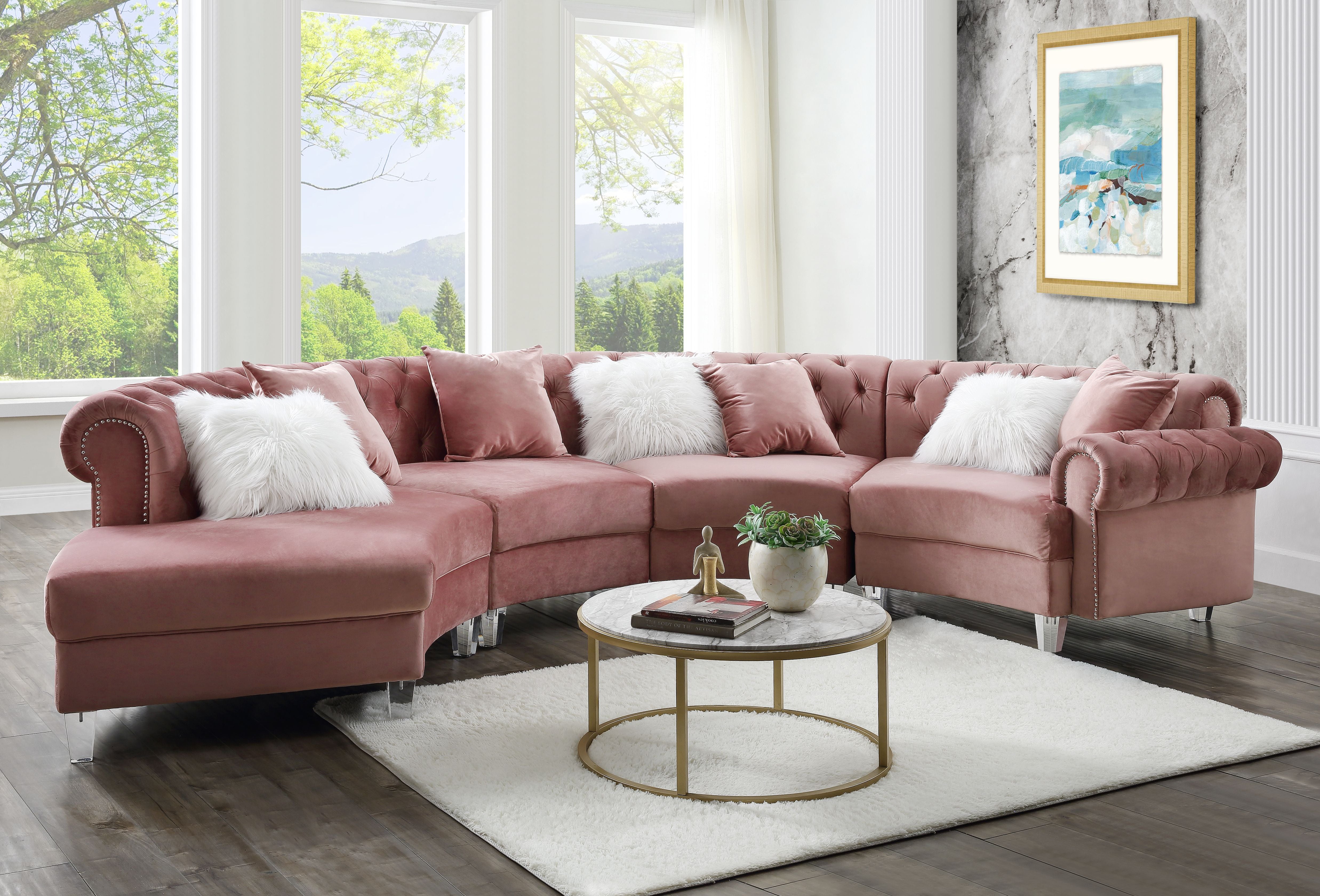 ACME Ninagold - Sectional Sofa w/7 Pillows | Meri Furniture