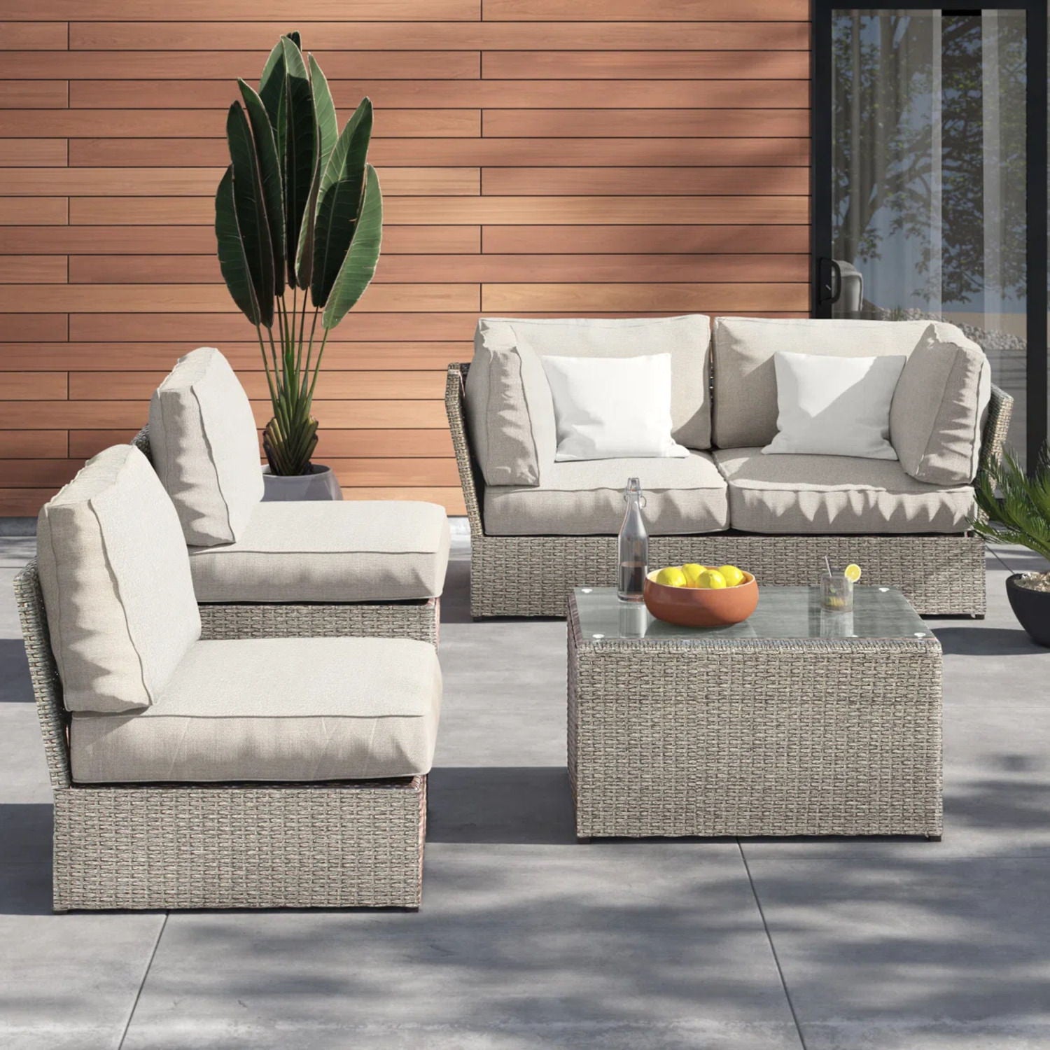 Stylish Modular Wicker Patio Seating Group