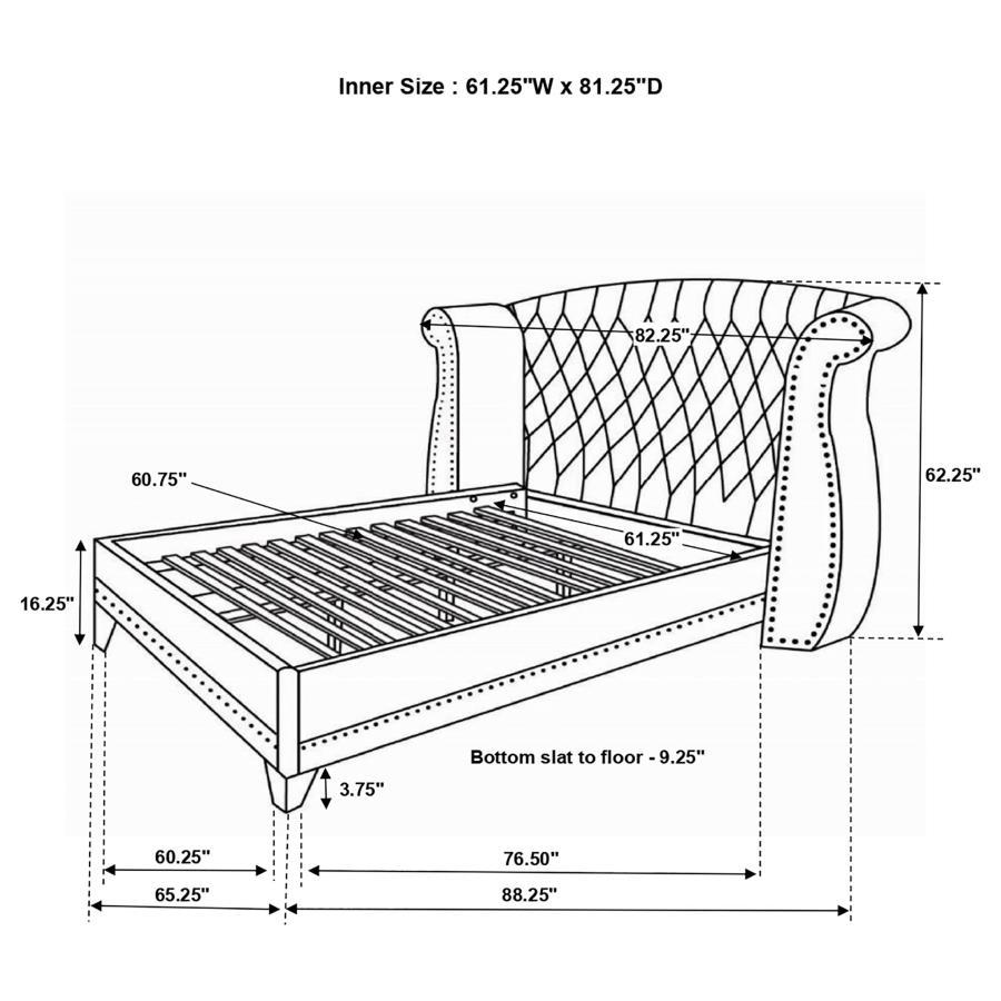 Coaster Fine Furniture Barzini - Upholstered Wingback Bed | Meri Furniture