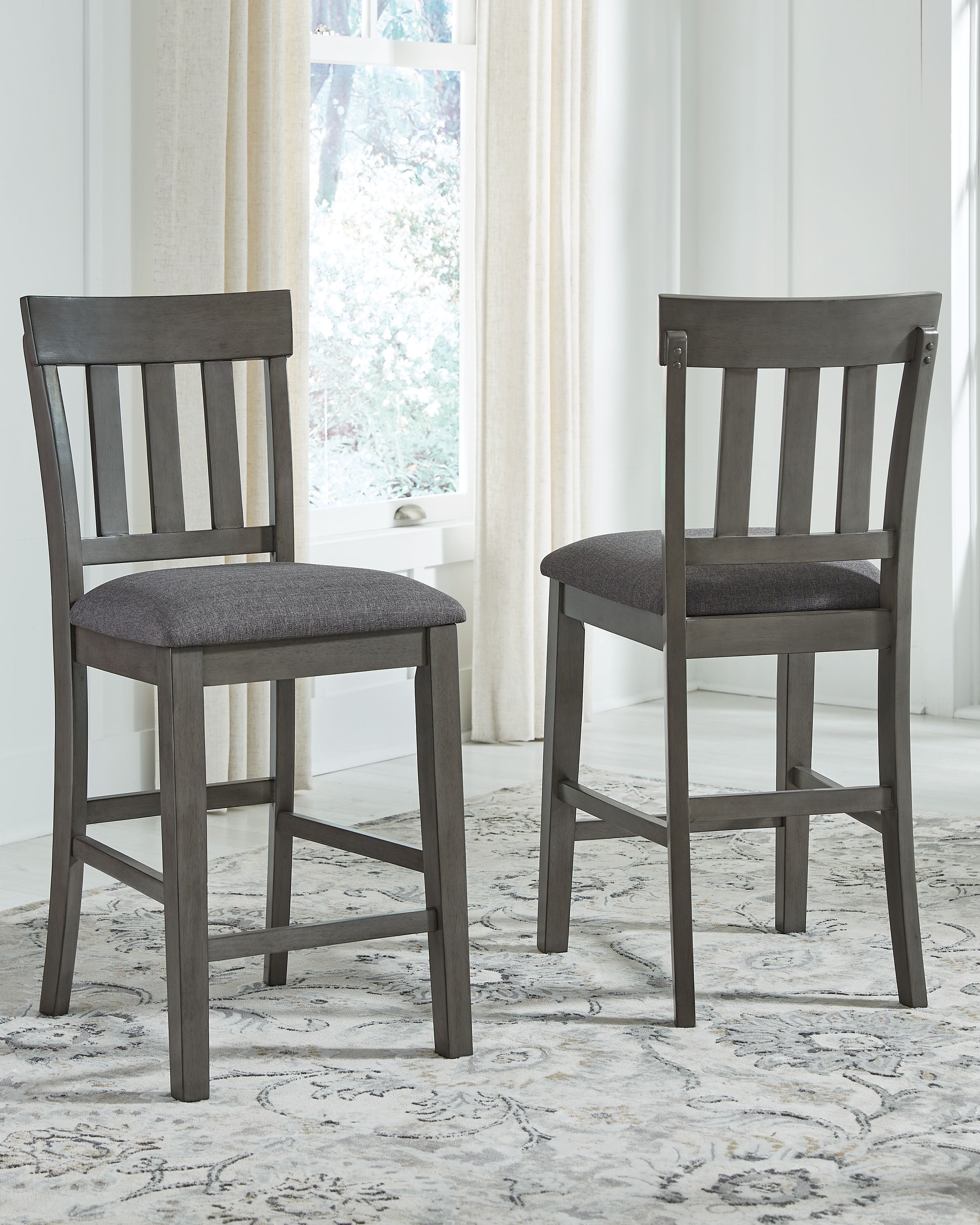 Ashley Furniture Hallanden - Black / Gray - Upholstered Barstool (Set of 2) | Meri Furniture