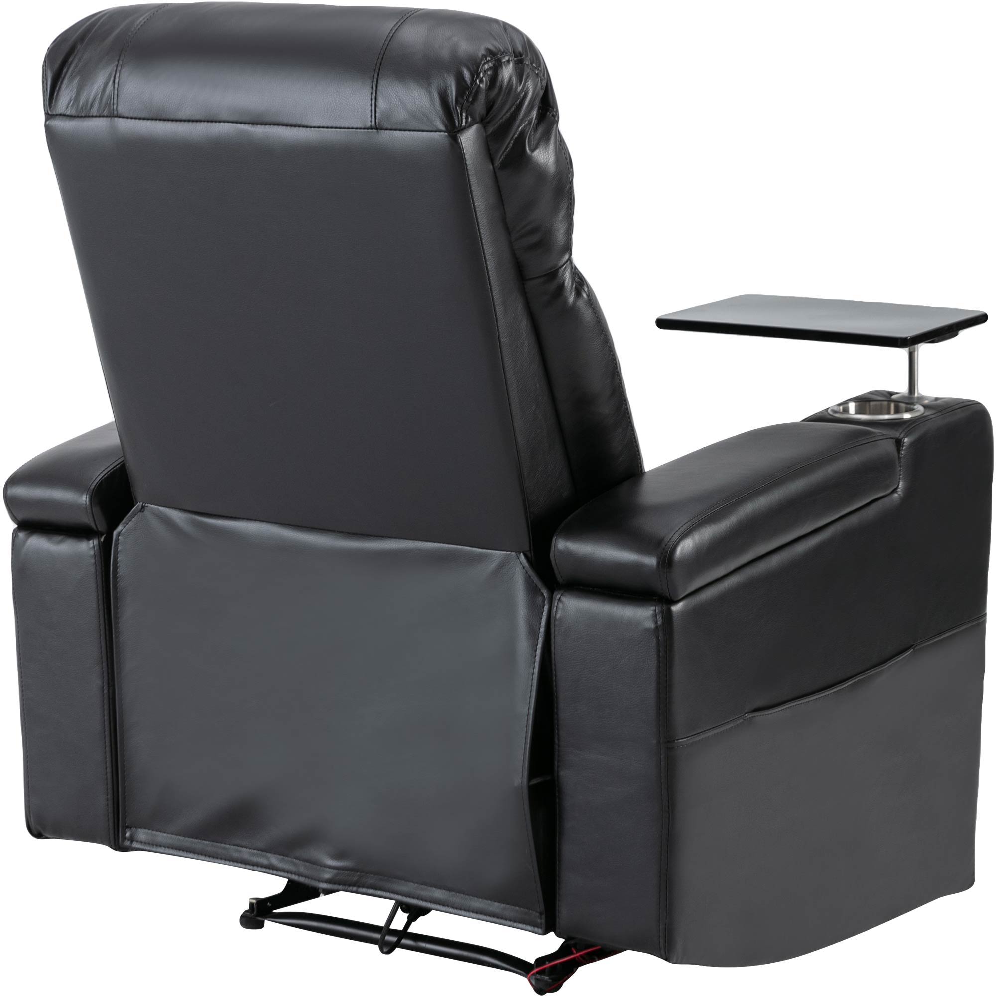 Premium Power Recliner & Storage Arms, Cupholders, Swivel Tray Table And Cell Phone Stand - Black