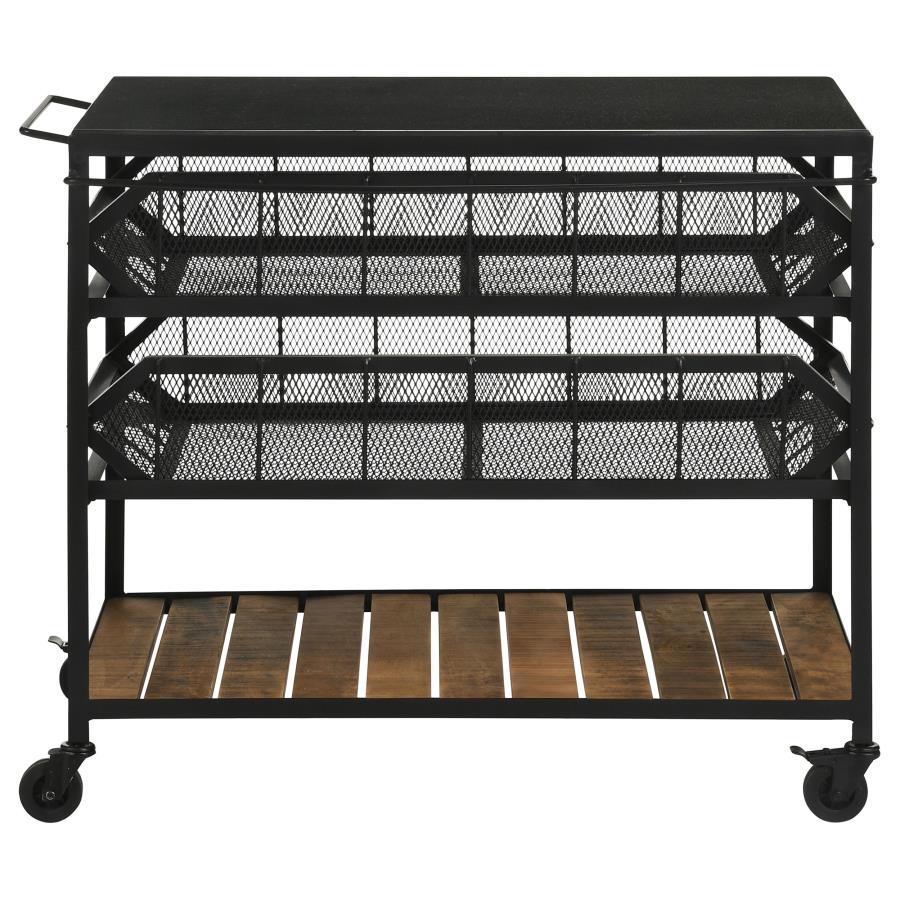 Coaster Fine Furniture Evander - Marble Top Kitchen Cart With Removable Shelves - Black | Meri Furniture