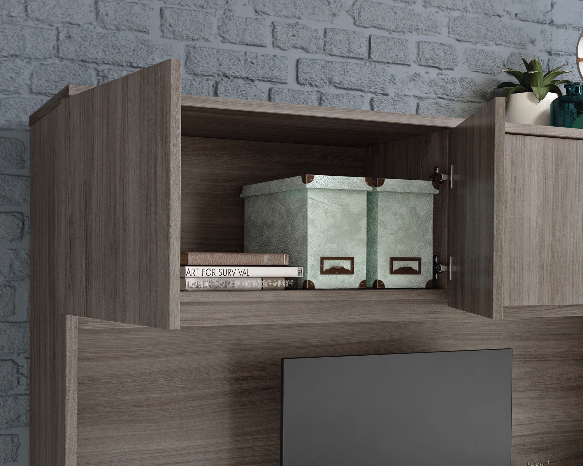 60" Desktop Hutch in Hudson Elm