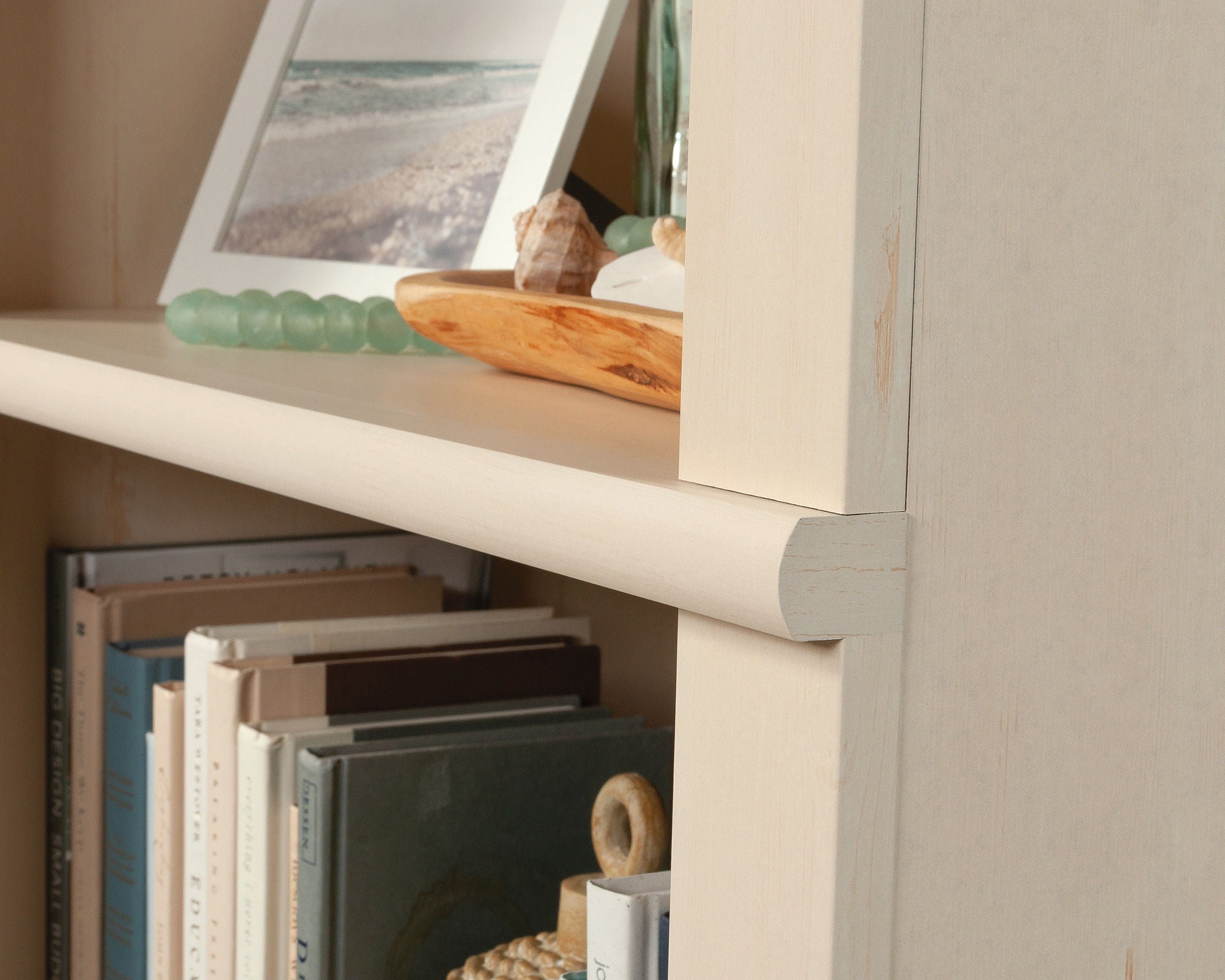 Harbor View 5-Shelf BookcaseLibrary Antiqued White