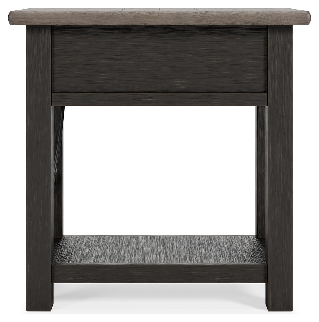 Tyler Creek - Chair Side End Table - Black / Gray