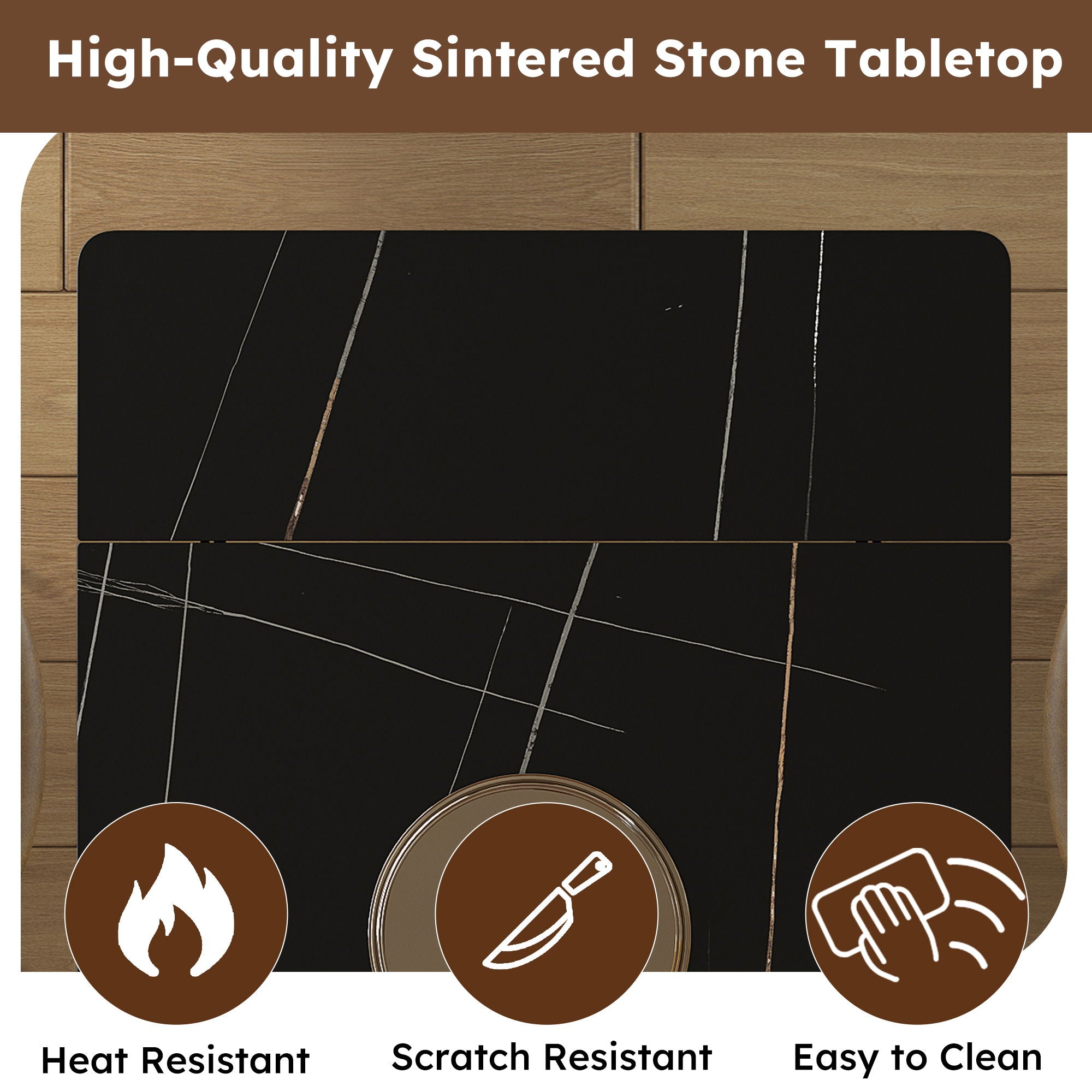 Retractable Sintered Stone Dining Table Set With Chairs