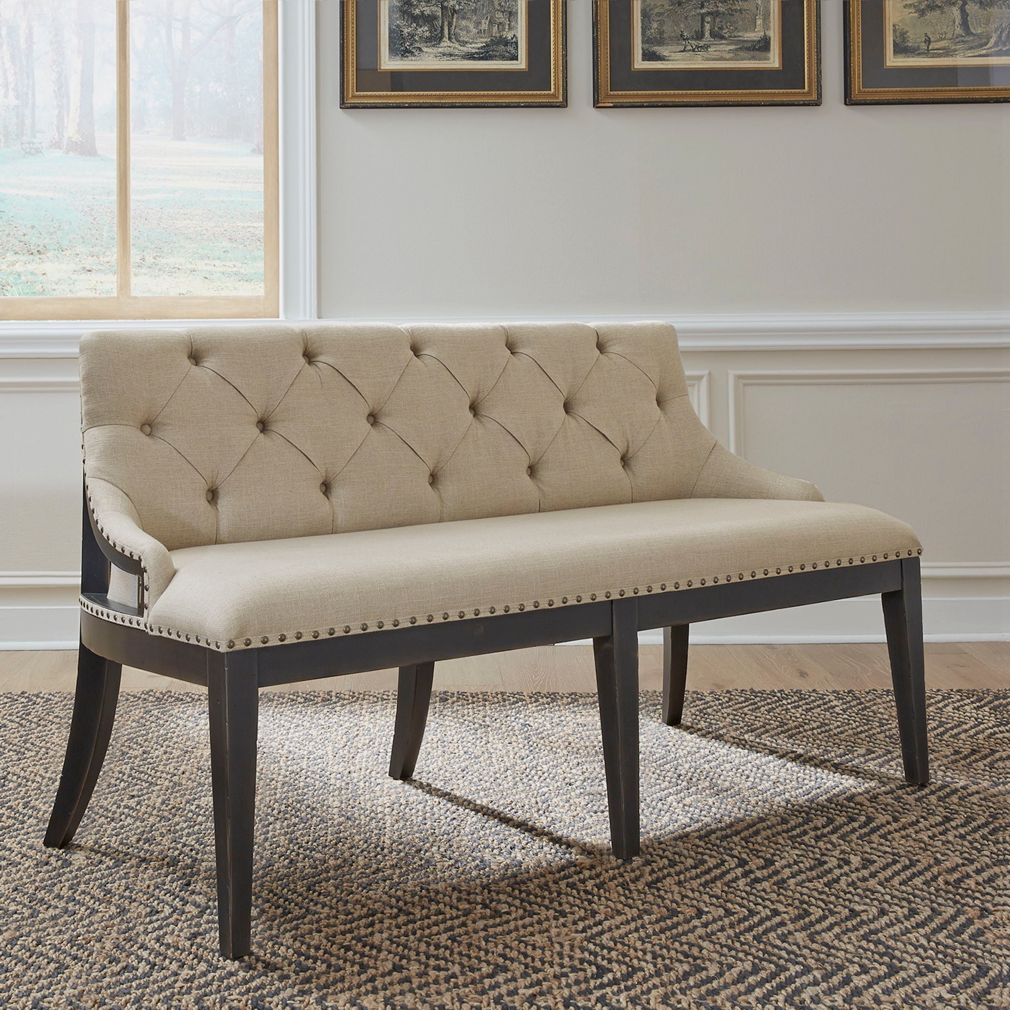Liberty Furniture Americana Farmhouse - Upholstered Shelter Dining Bench | Meri Furniture