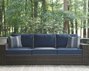 Ashley Furniture Grasson - Brown / Blue - Sofa With Cushion | Meri Furniture