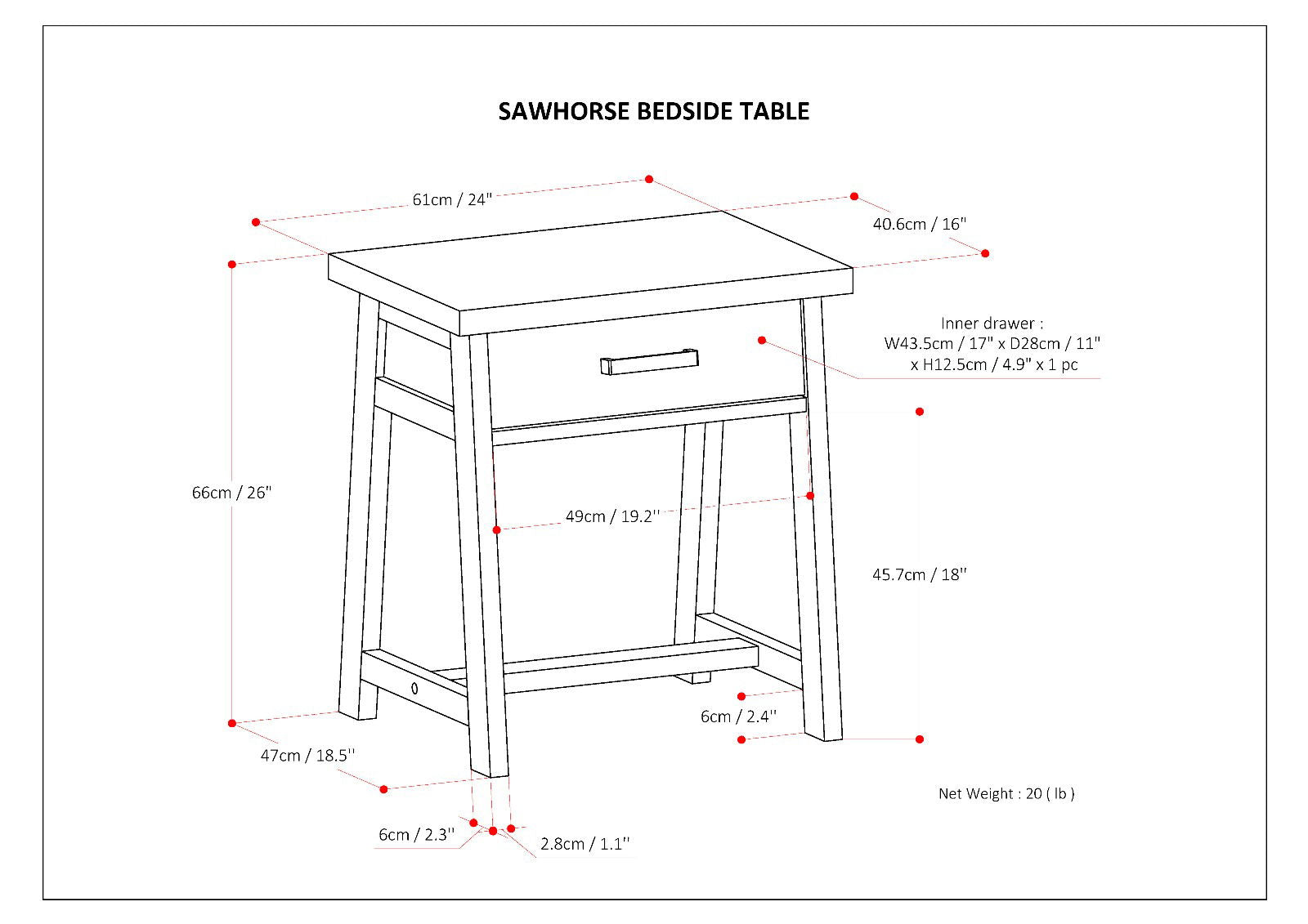 Sawhorse - Handcrafted Bedside Table