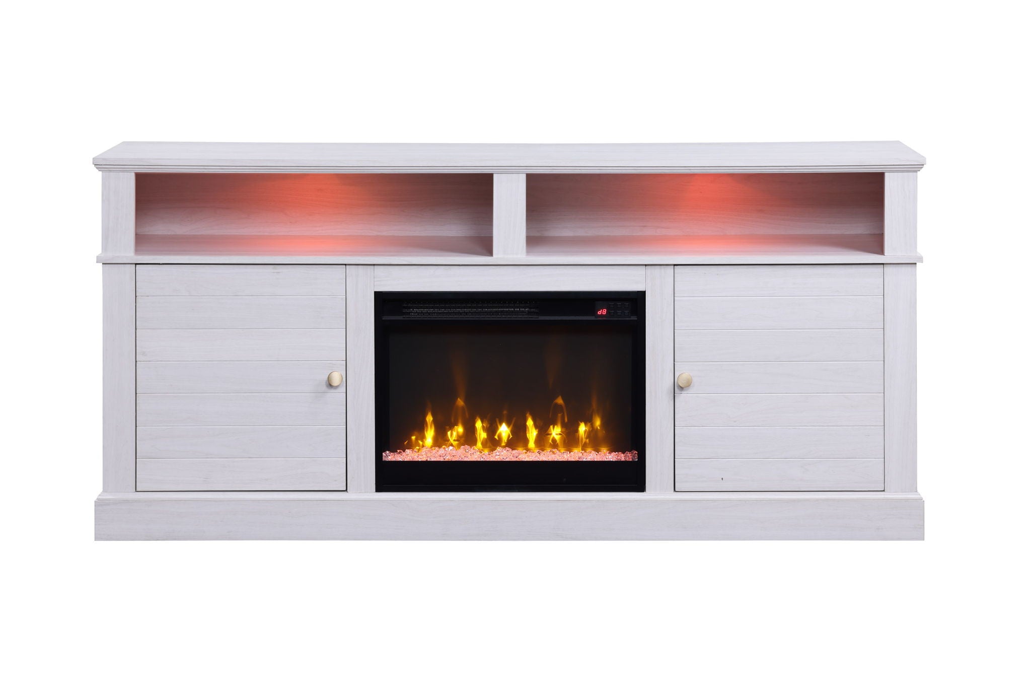 Terra - TV Stand Console With Fireplace - White Walnut