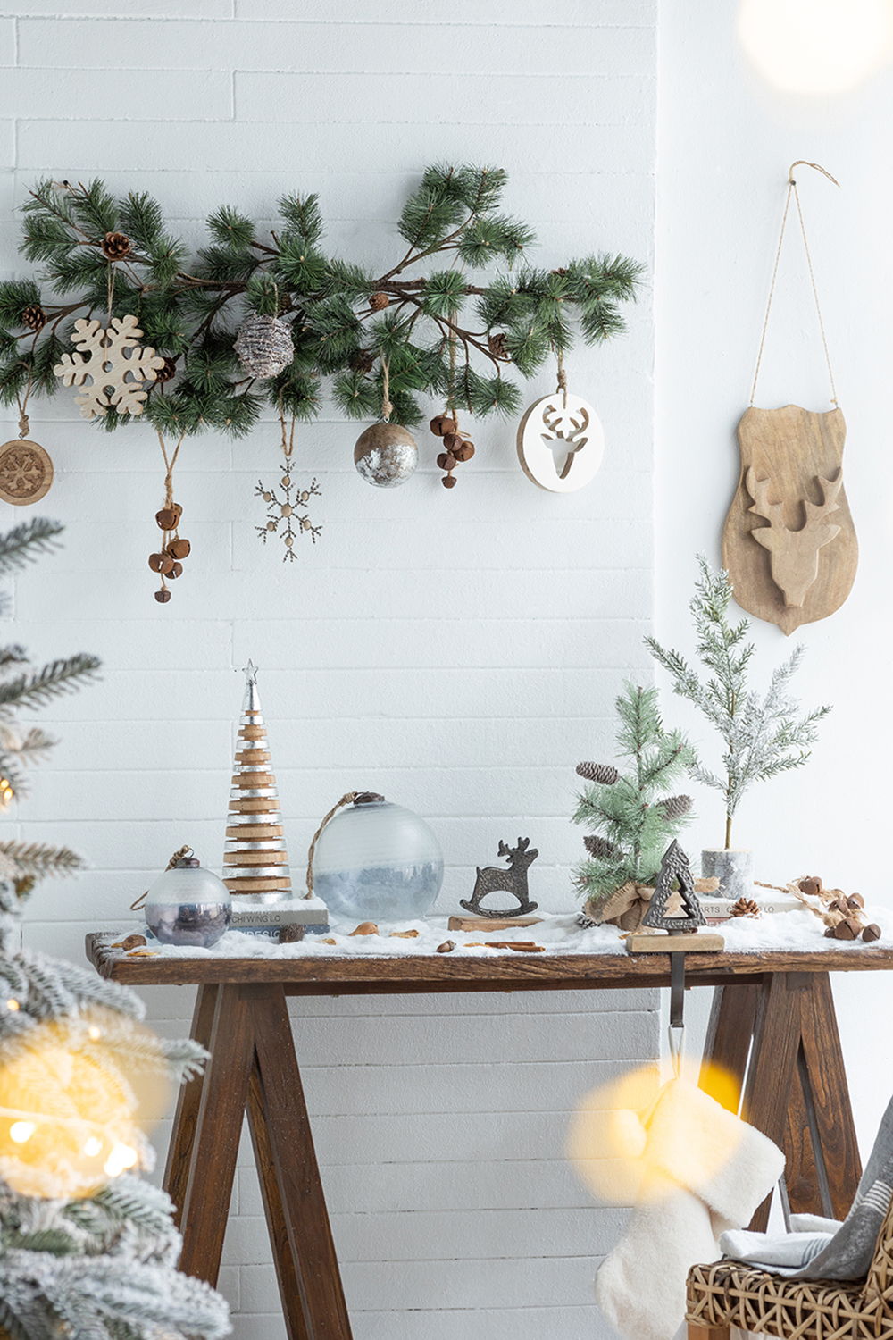 Christmas Ball Ornaments, Wood Decorative Hanging Ball Christmas Tree Ornaments For Holiday Party Decorations