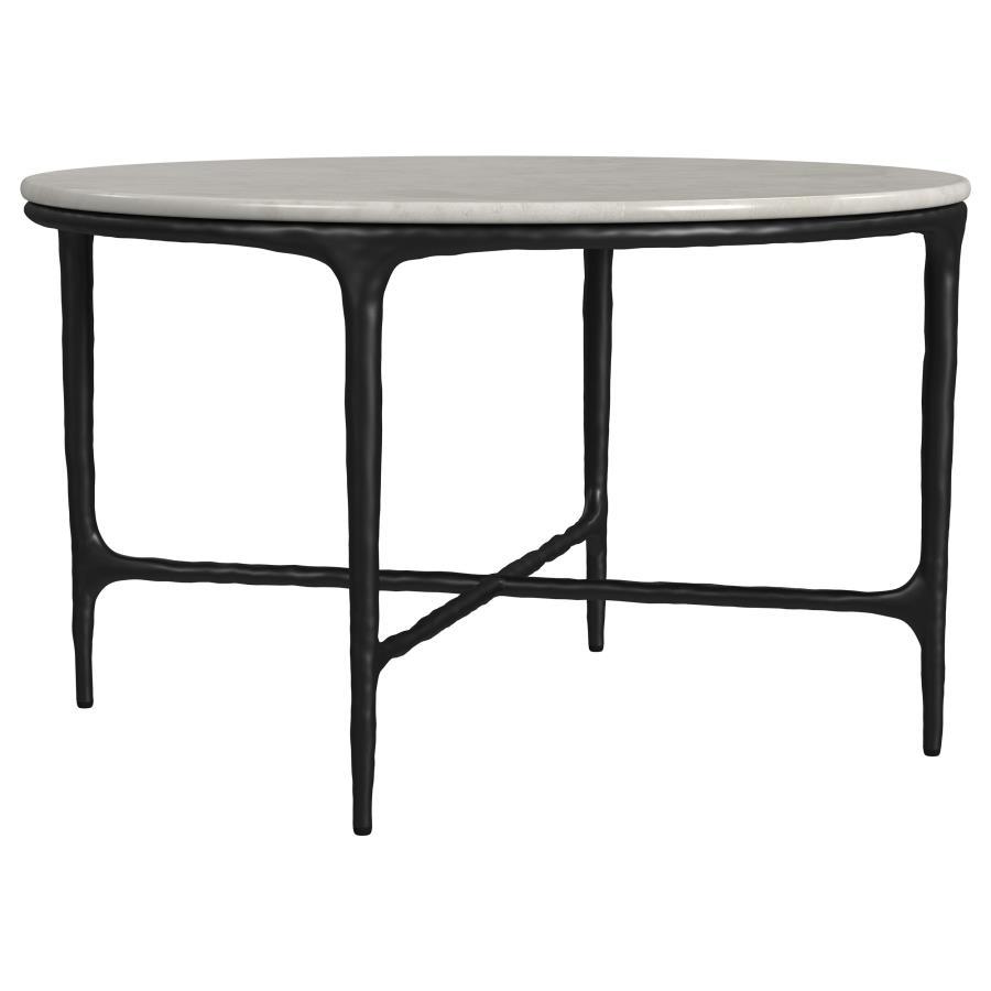Hermas - Round Marble Coffee And End Table Set