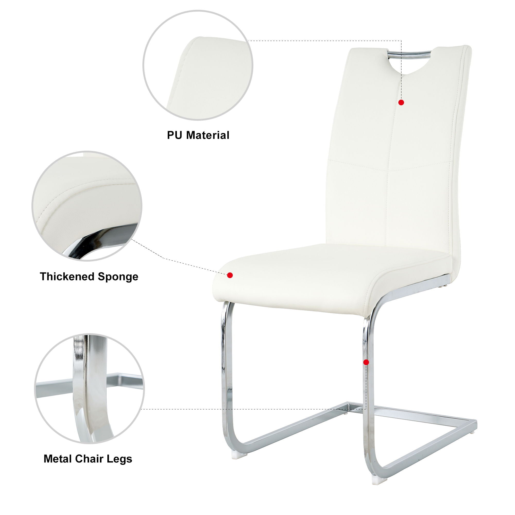 Modern Dining Chairs With Padded Seat And Metal Legs