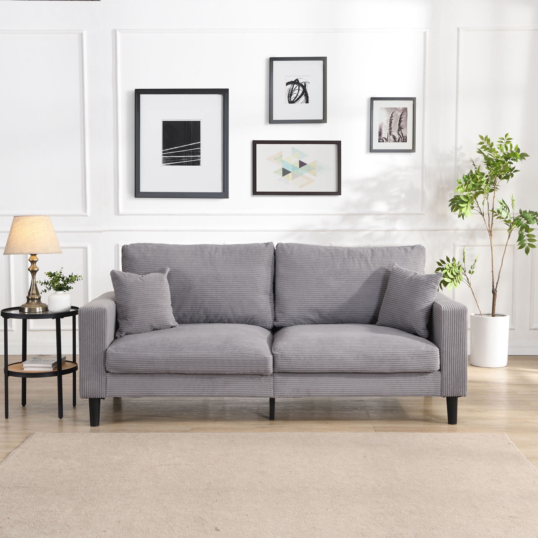 Modern Upholstered 3 Seat Sofa, High Resilience