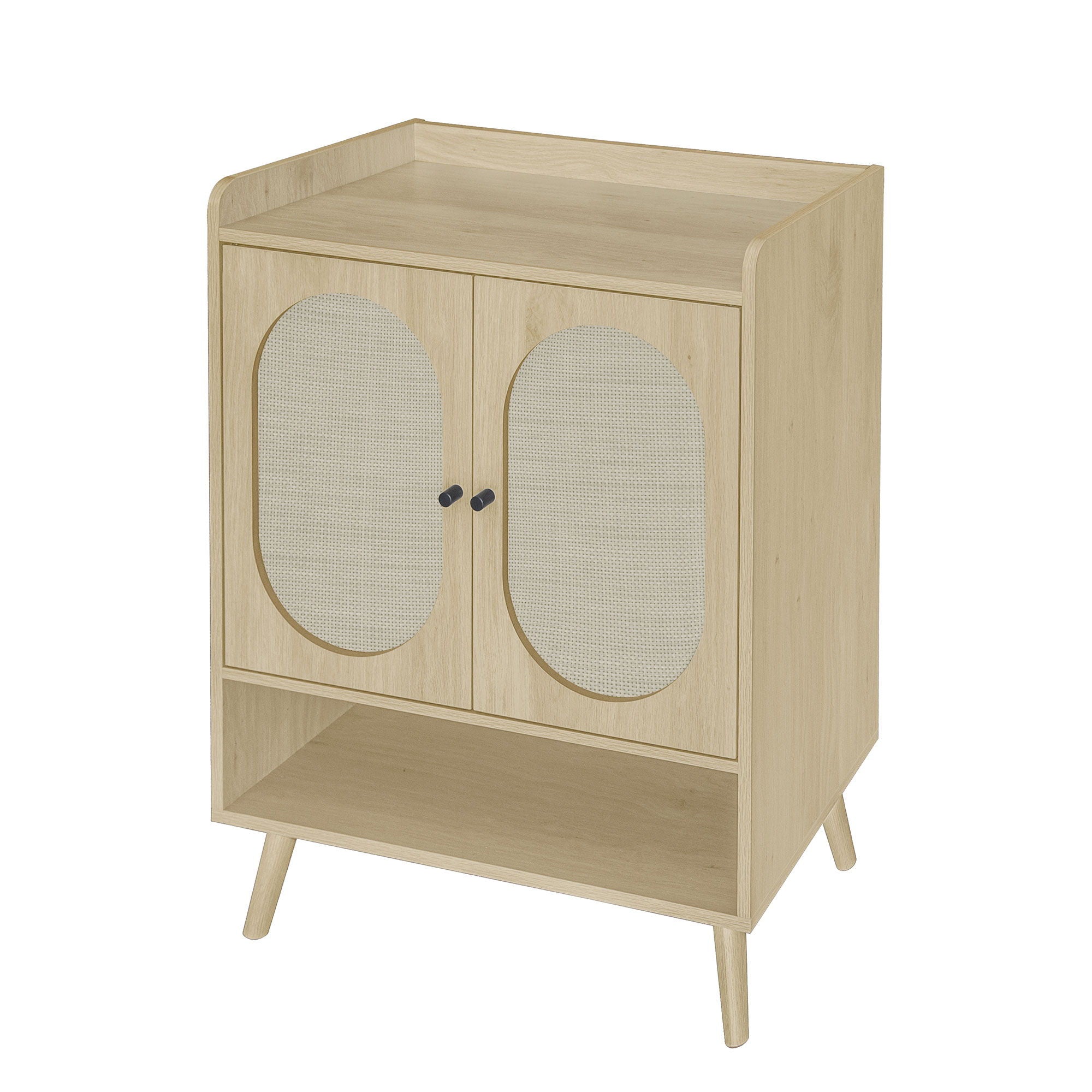 2 Door Shoe Rack, Freestanding, Modern Shoe Storage Cabinet, For Entryway - Natural