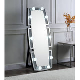 ACME Noralie - Accent Floor Mirror - Mirrored & Faux Diamonds - 63" | Meri Furniture