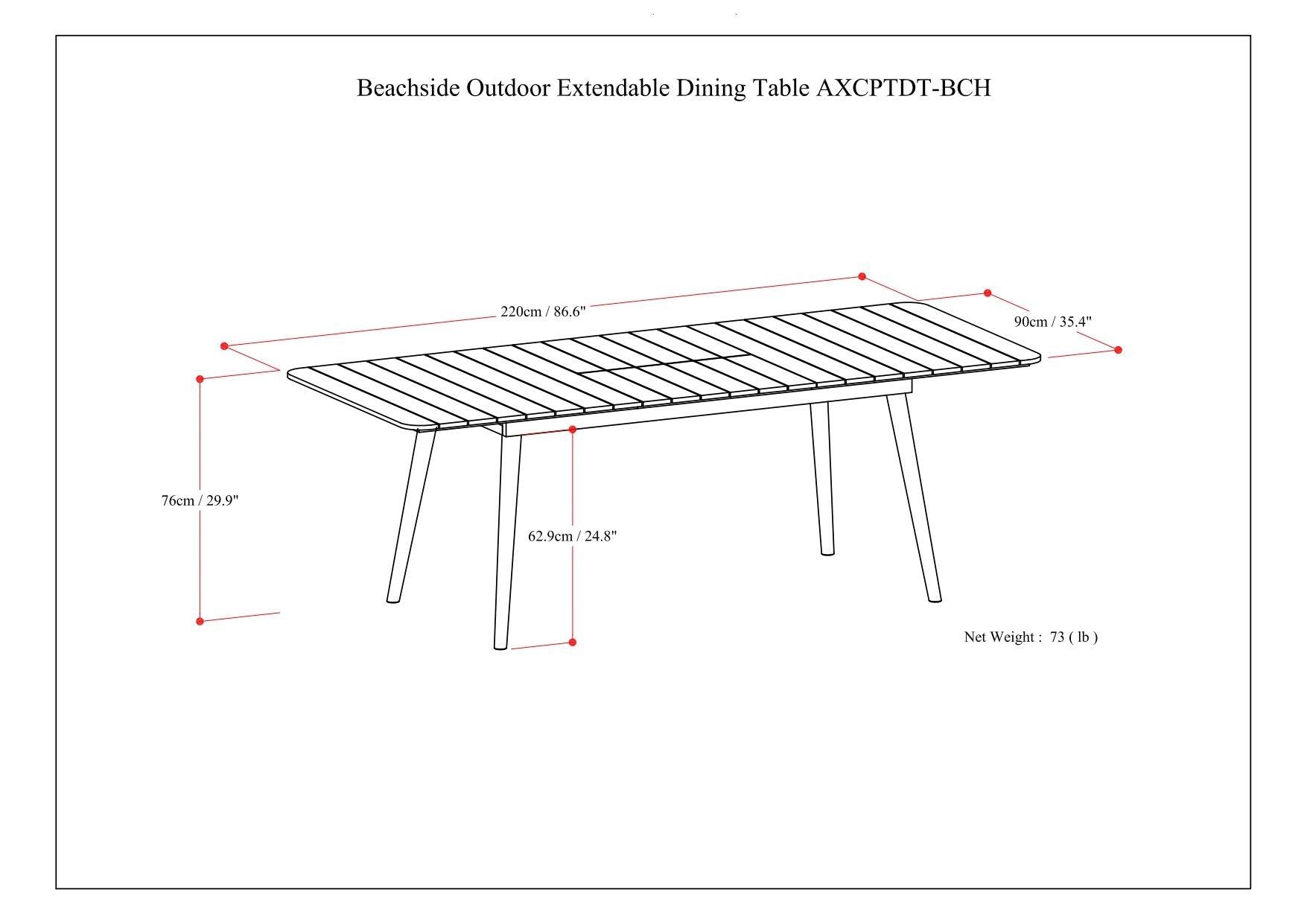 Beachside - Outdoor Extendable Dining Table - Light Teak
