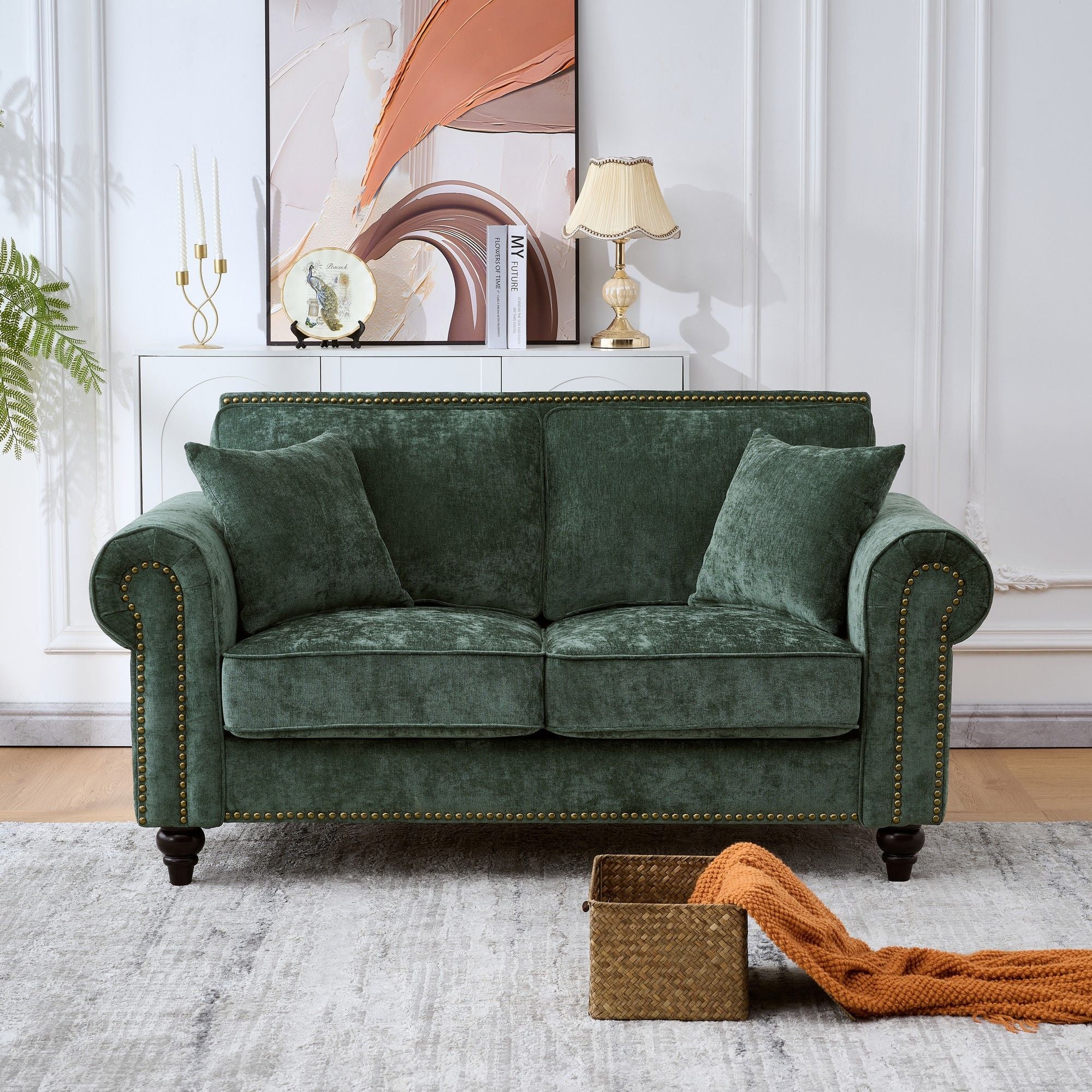 Modern 3 And 2 Seater Sofa With Rolled Arms, Tufted Upholstered Couch