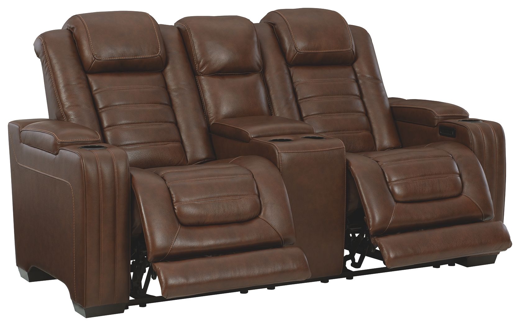 Ashley Furniture Backtrack - Chocolate - Pwr Rec Loveseat/Con/Adj Hdrst | Meri Furniture
