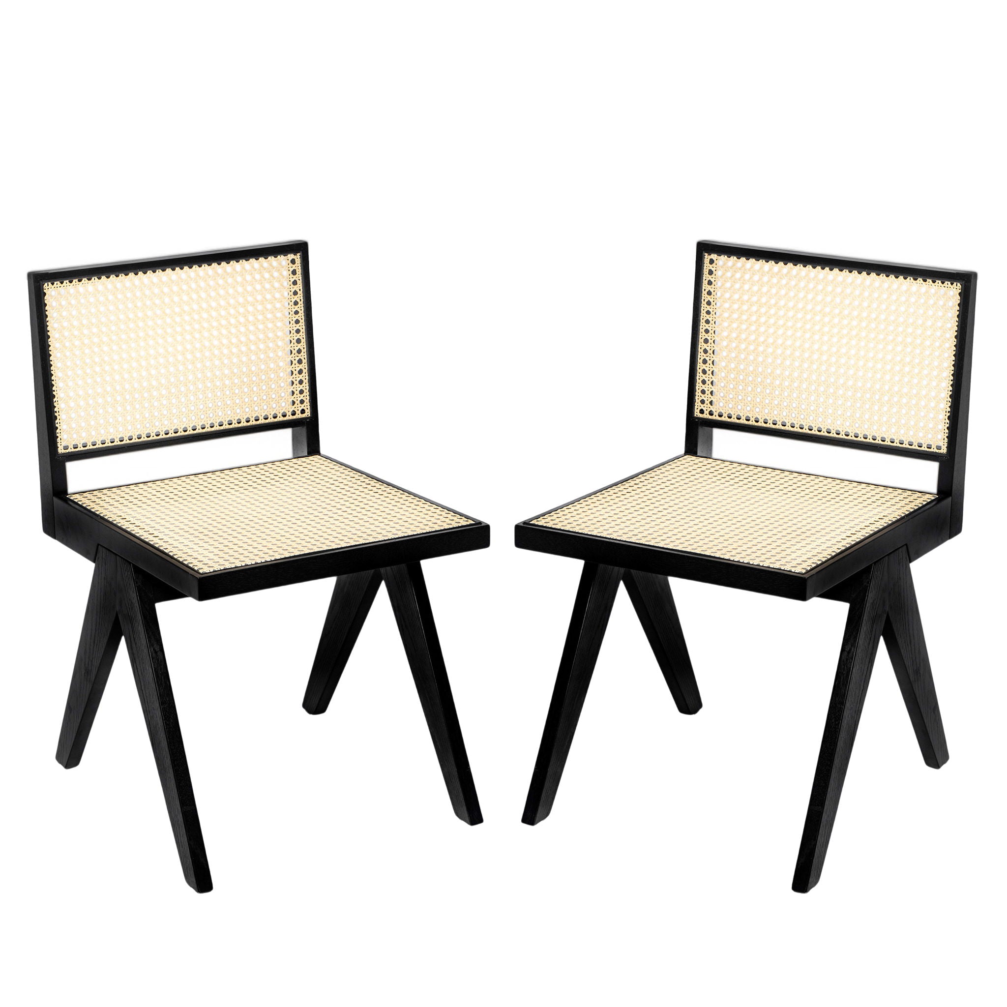 Chandigarh Dining Room Chairs With Natural Rattan (Set of 2)