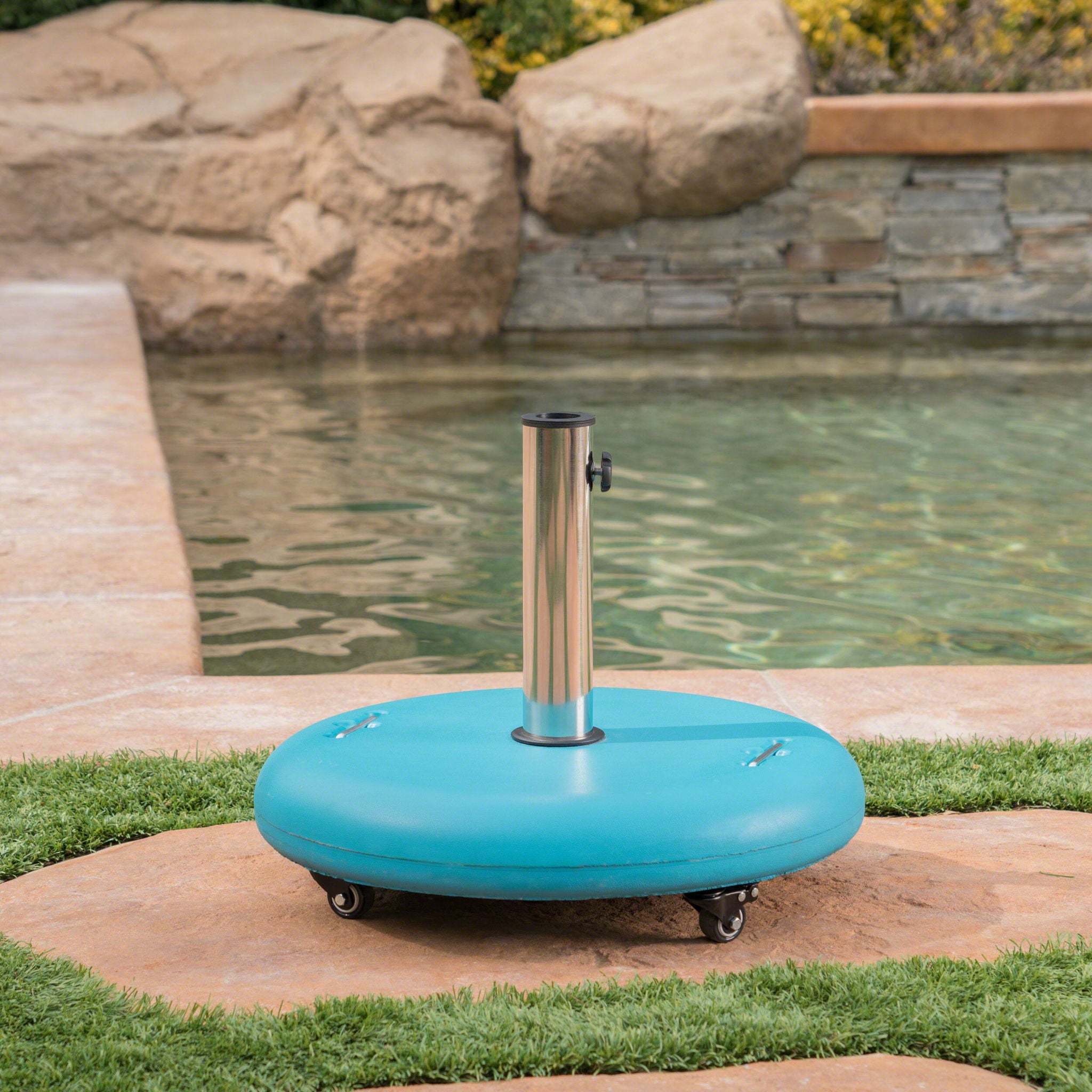 Wheelie - Round Umbrella Base With Stainless Steel Holder