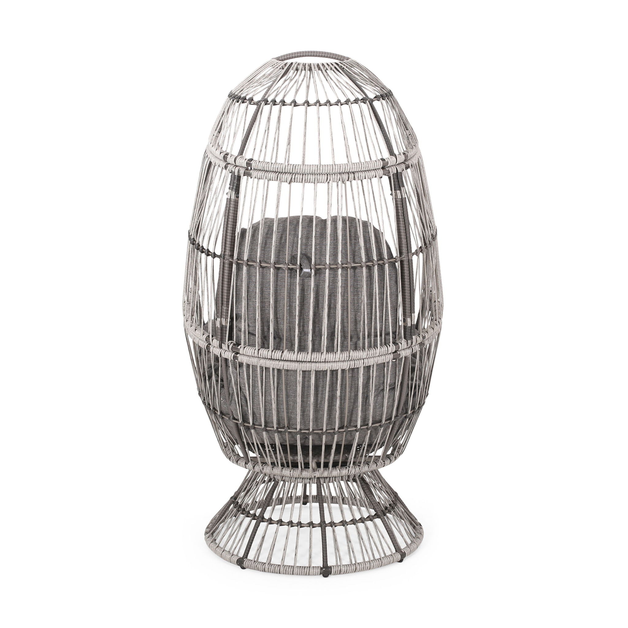 Patio Swivel Basket Egg Chair With Cushion