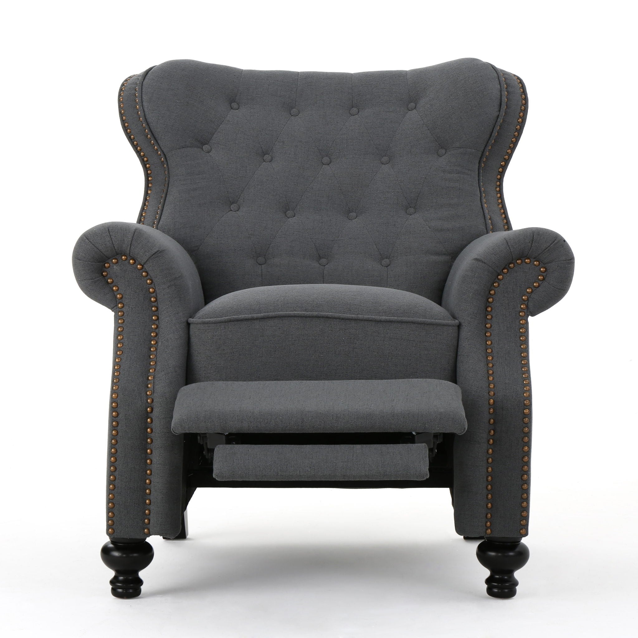 Accented Push Back Recliner Chair With Rolled Arms, Enjoy Cocooning Comfort