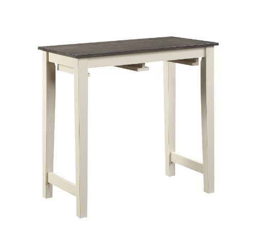 ACME Yobanna - Counter Height Set - Gray Oak & Antique White Finish | Meri Furniture