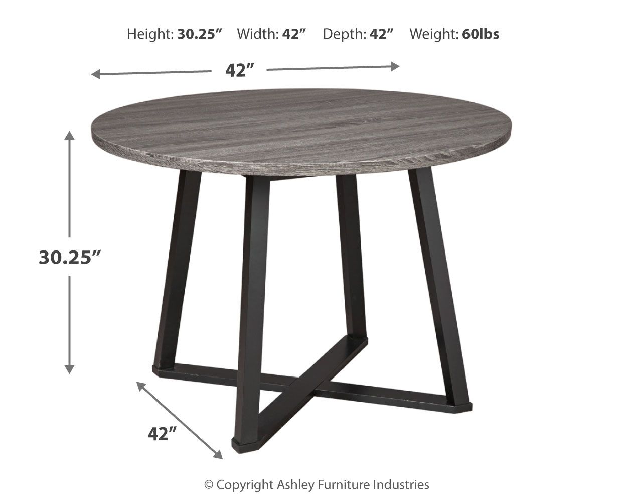 Signature Design by Ashley® Centiar - Black / Gray - Round Dining Room Table | Meri Furniture